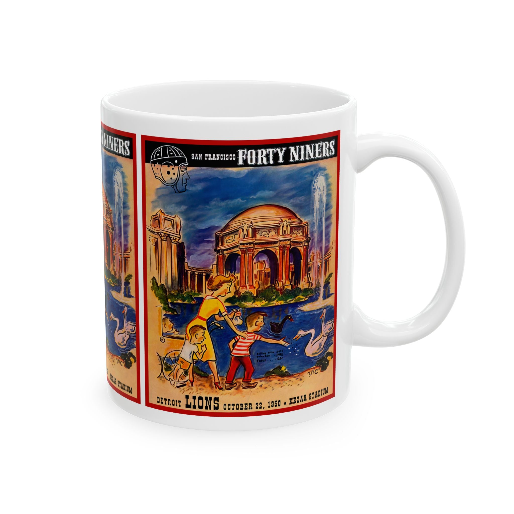 Vintage Football Ceramic Mug, Detroit Lions vs San Francisco 49ers, Retro Sports Fan Gift, Coffee Cup, Thanksgiving Gift, Football