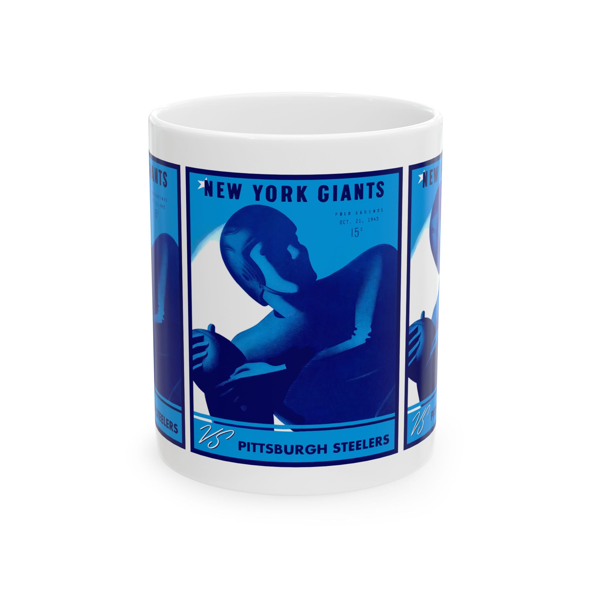 Football Ceramic Mug, Vintage 1945 New York Giants Pittsburgh Steelers Fan Gift, Sports Team Memorabilia, Game Day Coffee Cup, Sports Fan