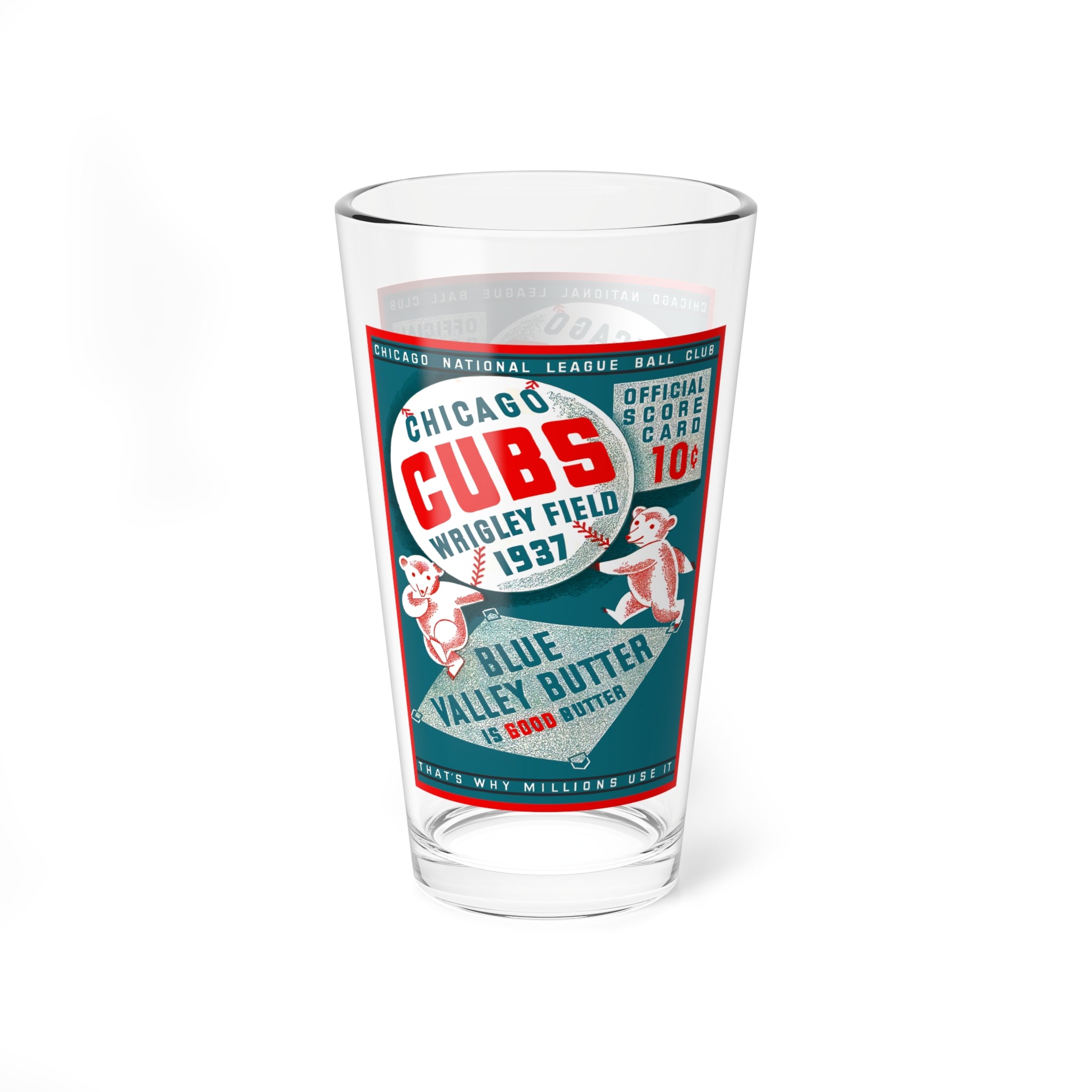 Mixing Glass, 16oz - 1937 Chicago Cubs Baseball Memorabilia Gift for Sports Fans, Vintage Baseball Barware, Father's Day Gift, Baseball