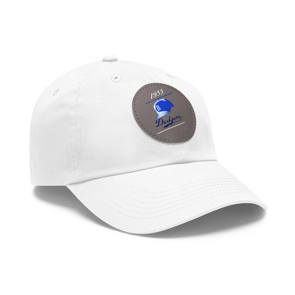 1955 Brooklyn Dodgers Baseball - Dad Hat with Leather Patch (Round)