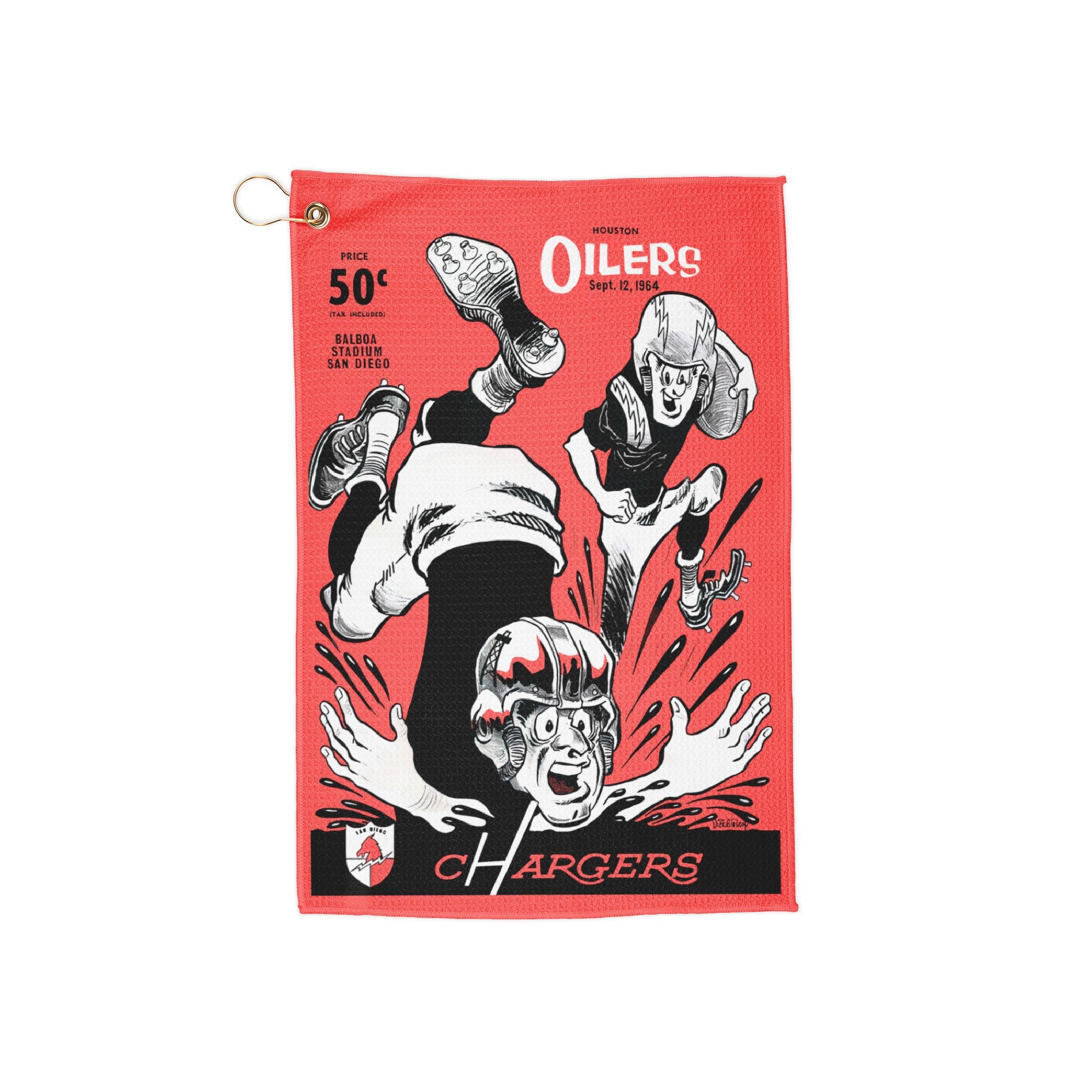 Vintage Football Golf Towels, 1964 Houston Oilers-San Diego Chargers Sports Towel, Golf Accessories, Golf Gift, Golf Gear, Golf Lovers Gift,
