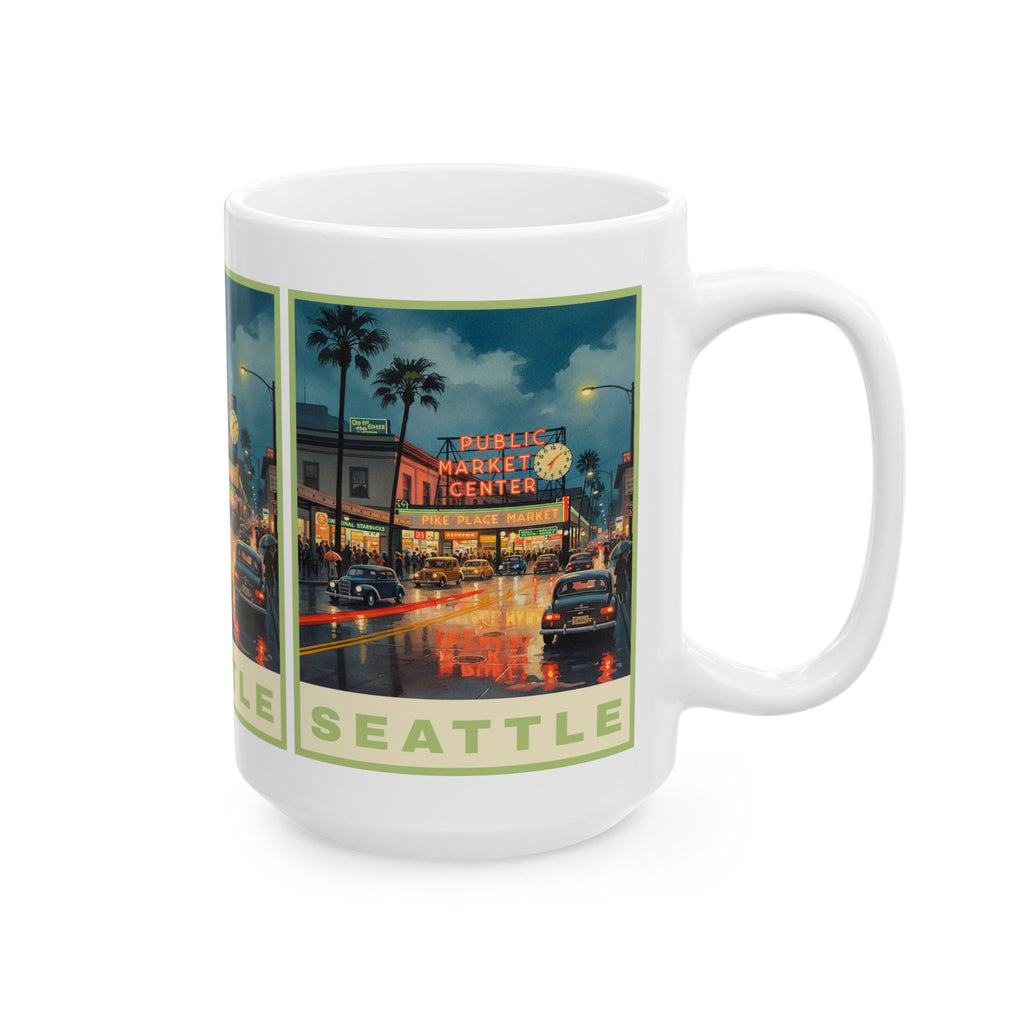 Seattle Street View Public Market Mug | City Coffee Cup 11oz and 15oz