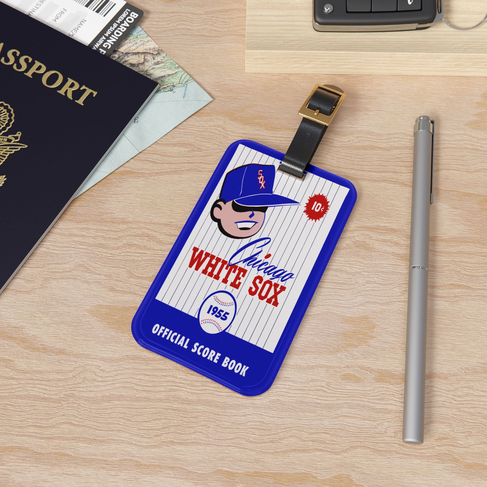 1955 Chicago Baseball Luggage Tag | Vintage Baseball Travel ID
