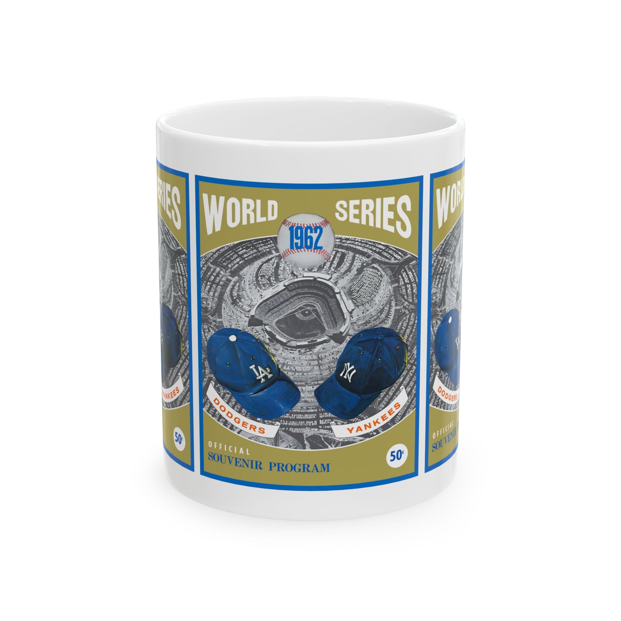 1962 Dodgers vs Yankees Baseball World Series Ceramic Mug — Phantom Program Cover (11oz, 15oz)