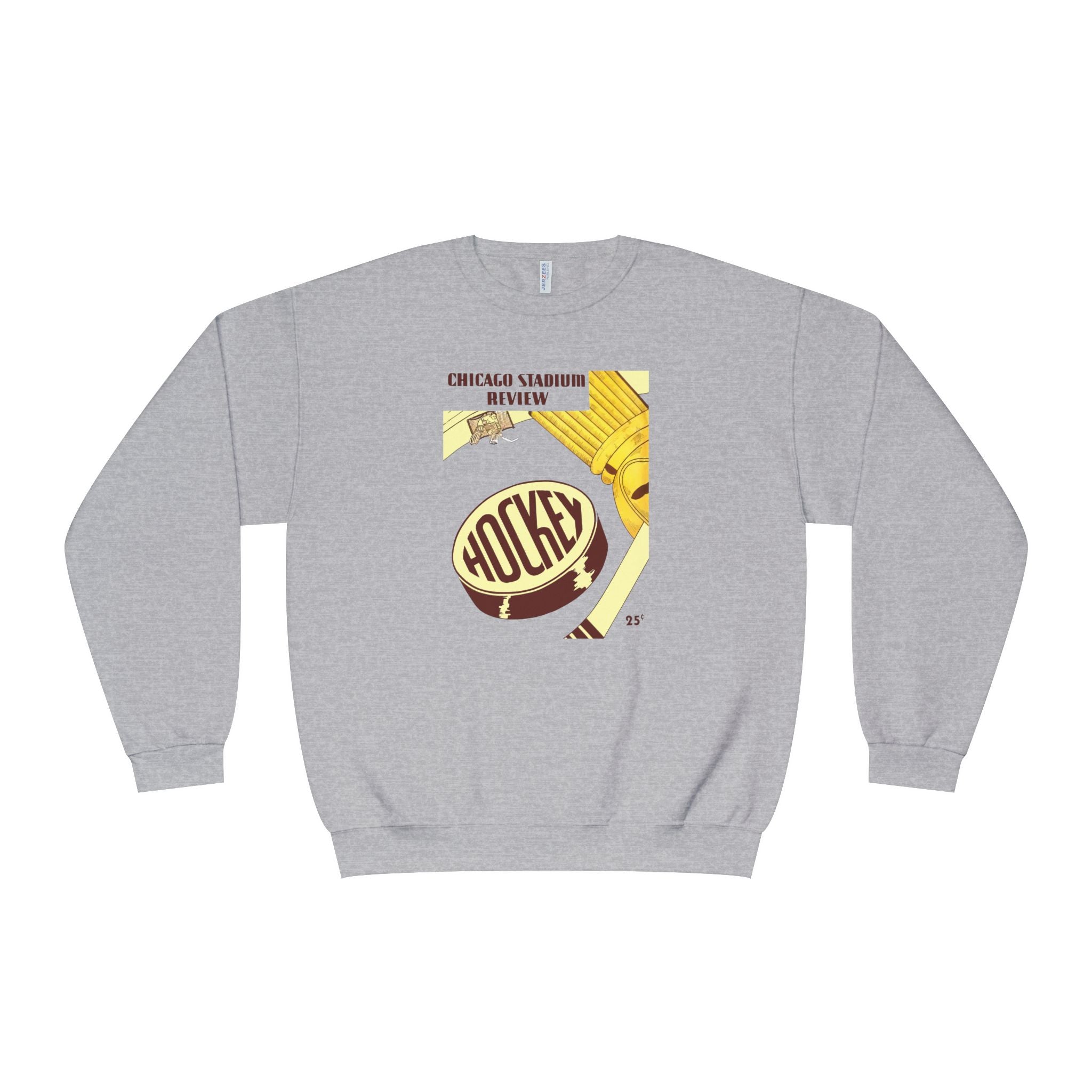 1947-1948 Vintage Chicago Black Hawks Hockey Program Cover  -  NuBlend® Crewneck Sweatshirt