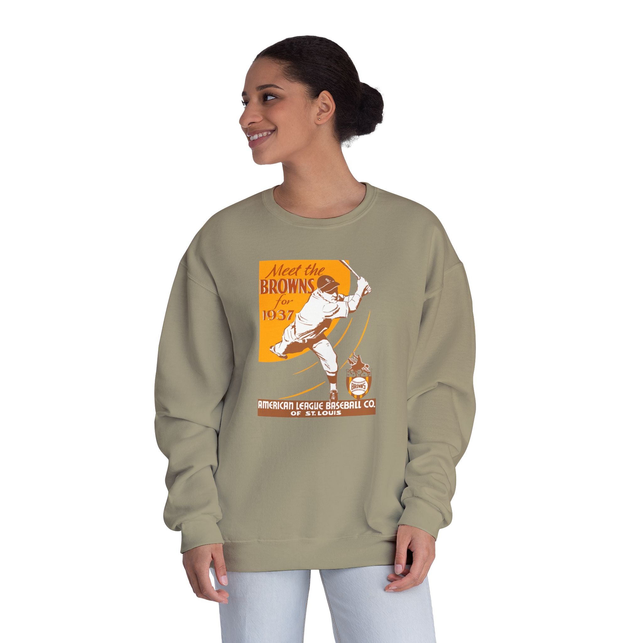 1937 Vintage St. Louis Browns Baseball Media Guide Cover - Unisex NuBlend® Crewneck Sweatshirt