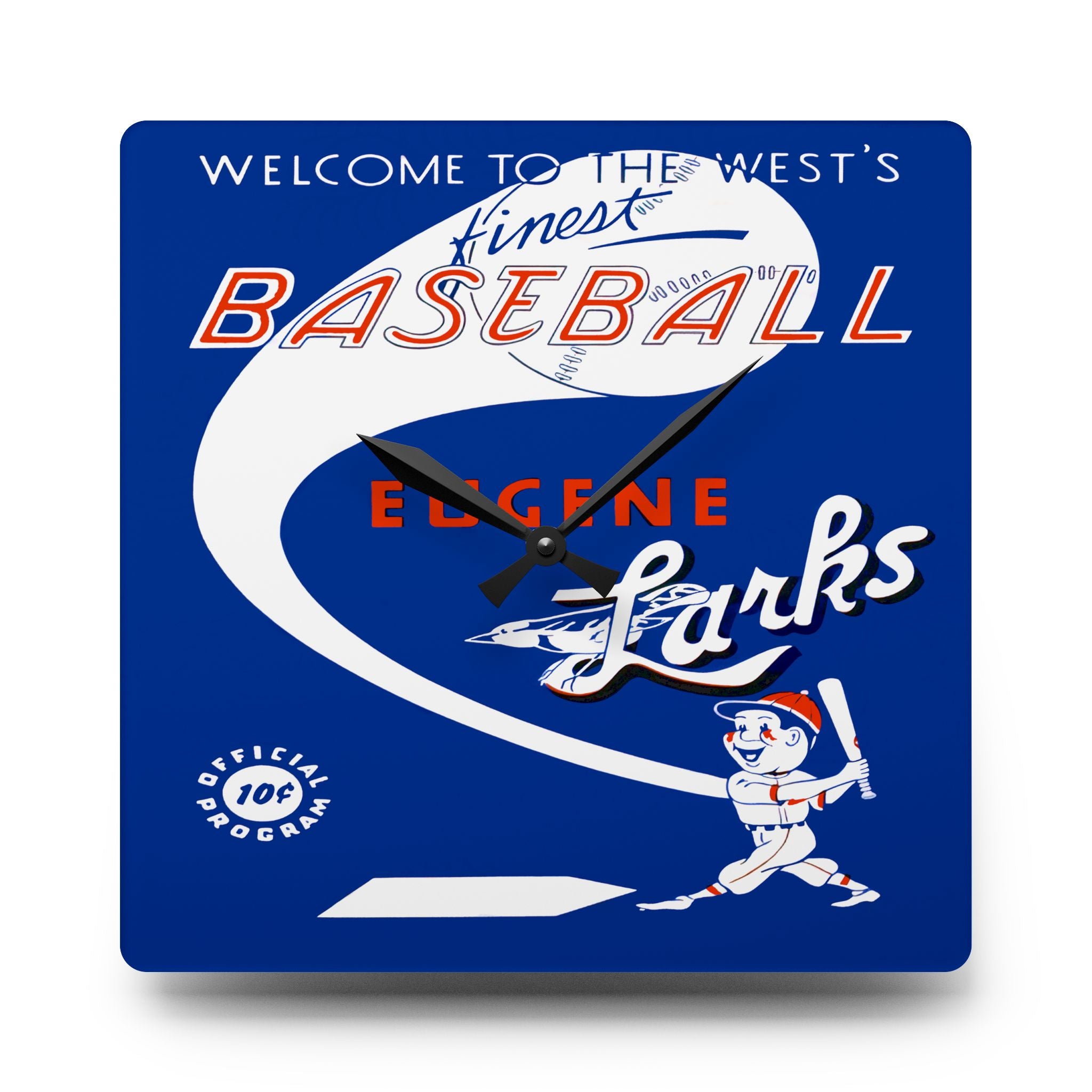 1950 Vintage Eugene Larks - Far West League Baseball Program Cover - Acrylic Wall Clock