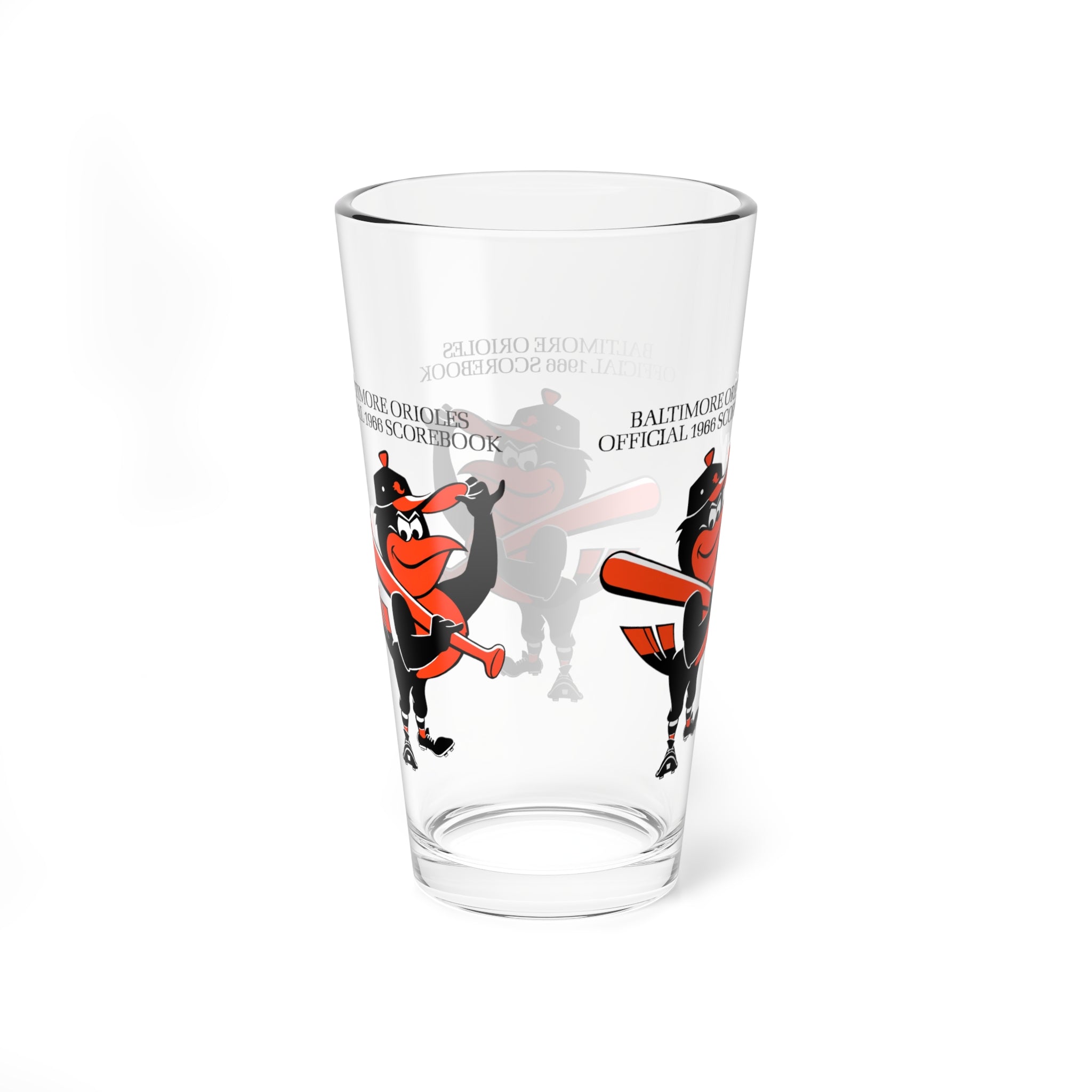 1966 Baltimore Orioles Baseball Scorecard Cover -  Pint Glass, 16oz