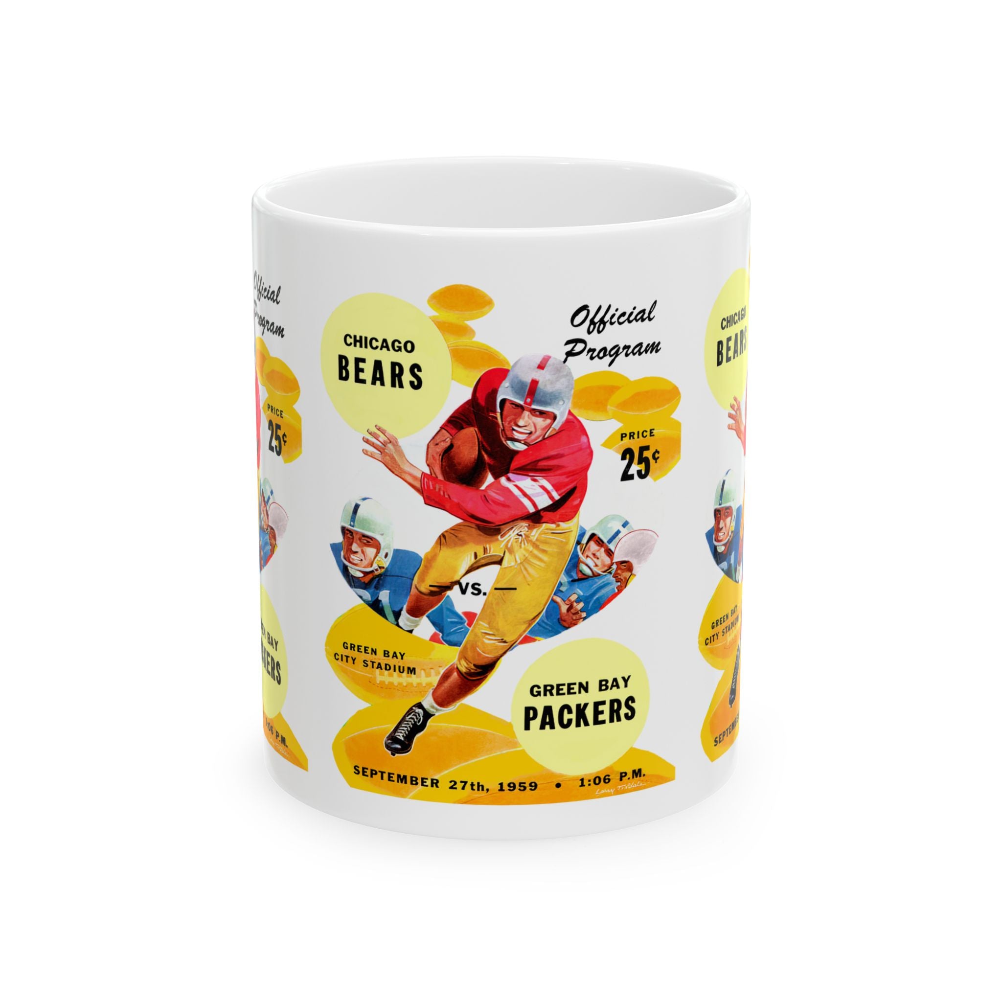 1959 Vintage Chicago Bears - Green Bay Packers Football Program Cover - Ceramic Mug, 11oz