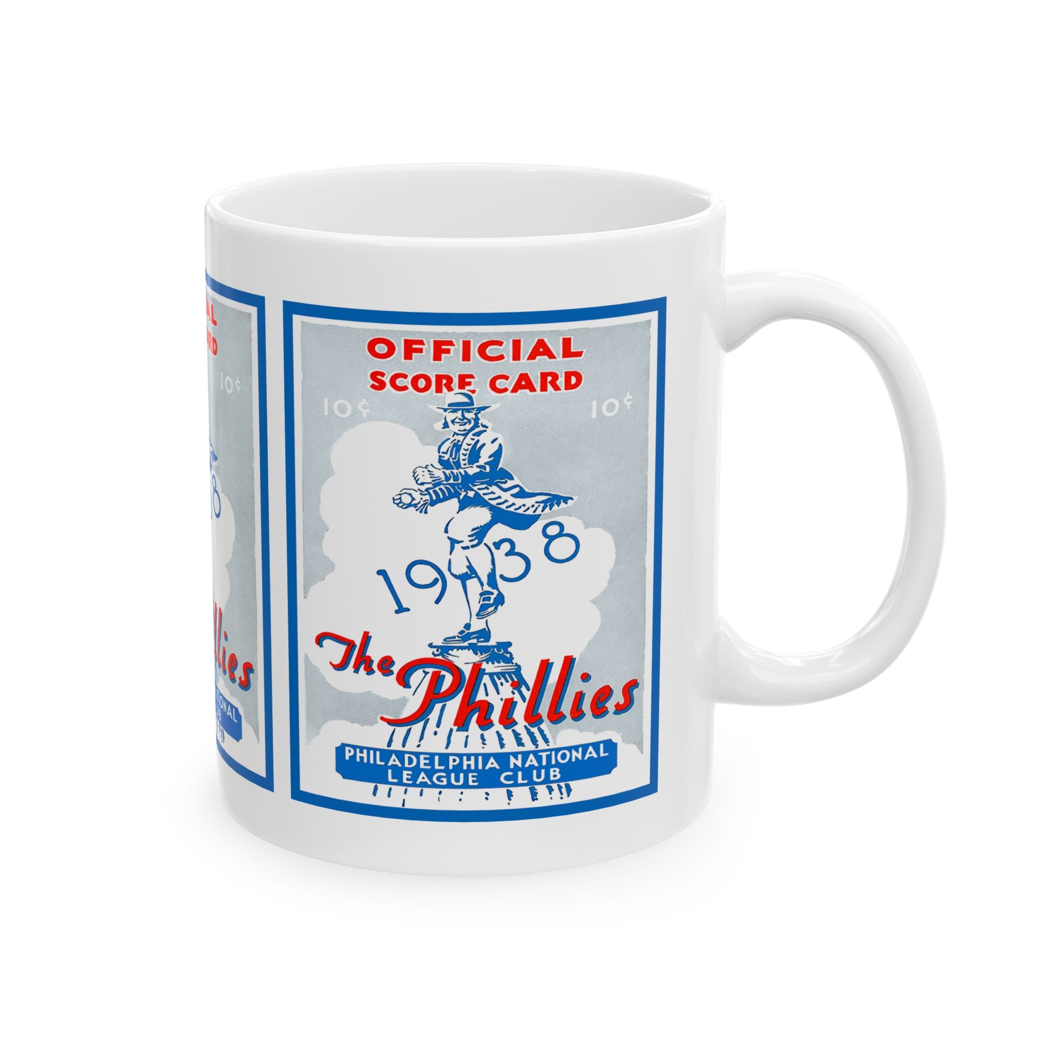 1938 Vintage Philadelphia Phillies Score Card Cover - Ceramic Mug, 11oz