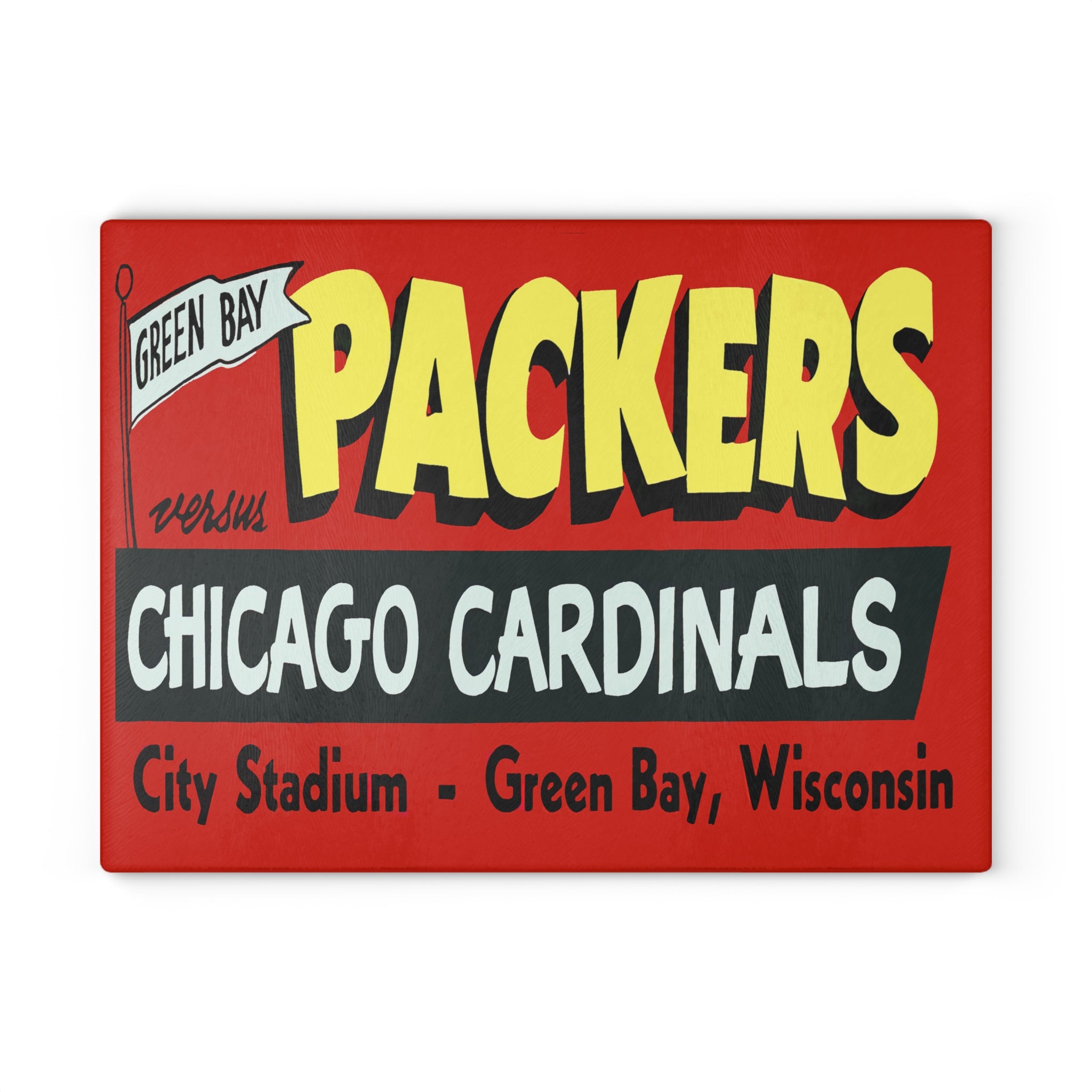 Vintage 1955 Packers - Cardinals Football Glass Cutting Board, Cutting Board, Kitchen Decor, Cheese Board, Sports Fan Gift, Housewarming,