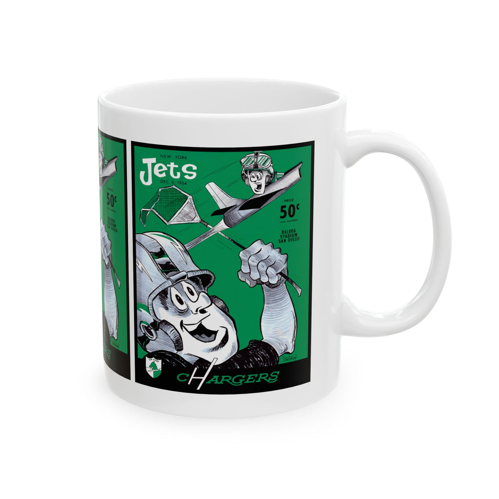 1964 Jets vs Chargers Football Retro Mug | Ceramic Coffee Cup, 11 oz and 15 oz