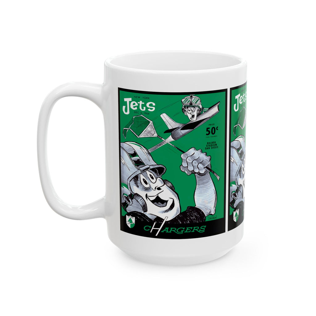 1964 Jets vs Chargers Football Retro Mug | Ceramic Coffee Cup, 11 oz and 15 oz