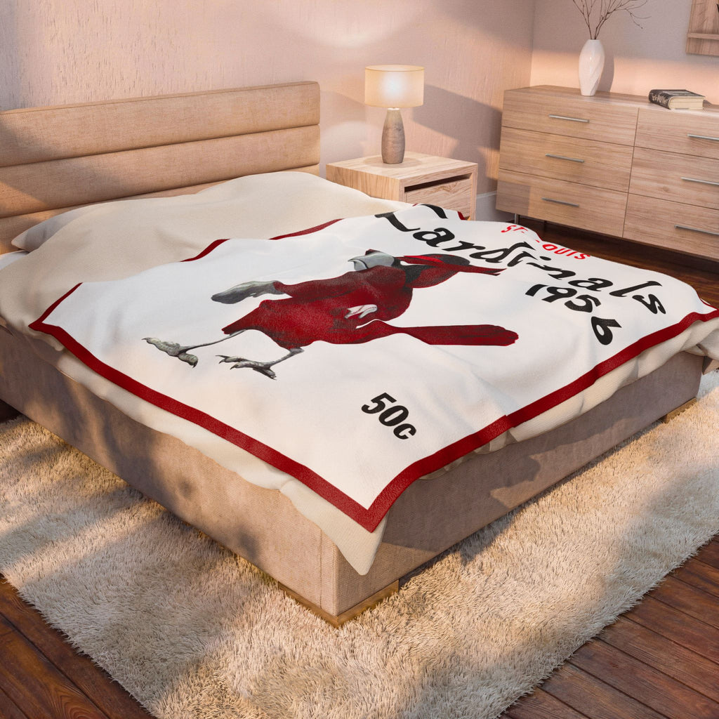 Velveteen Plush Blanket, 1956 Cardinals Baseball Yearbook Design, Cardinals Blanket, Baseball Blanket, Sports Blanket, Gift for Baseball