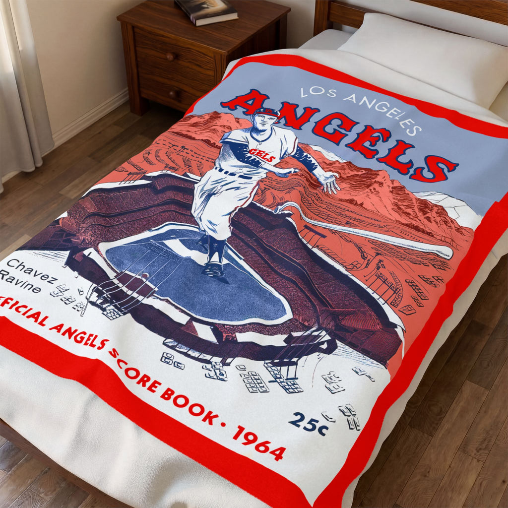 Velveteen Throw Blanket, 1964 Baseball Los Angeles Angels-Chavez Ravine, Cozy Sofa Couch Bed Decor, Gift for Baseball Fans, Baseball  Decor,