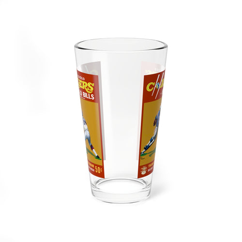 16oz Mixing Glass, 1964 Football San Diego Chargers Buffalo Bills, Sports Memorabilia Mug, Vintage Football Cup, Retro Team Glassware