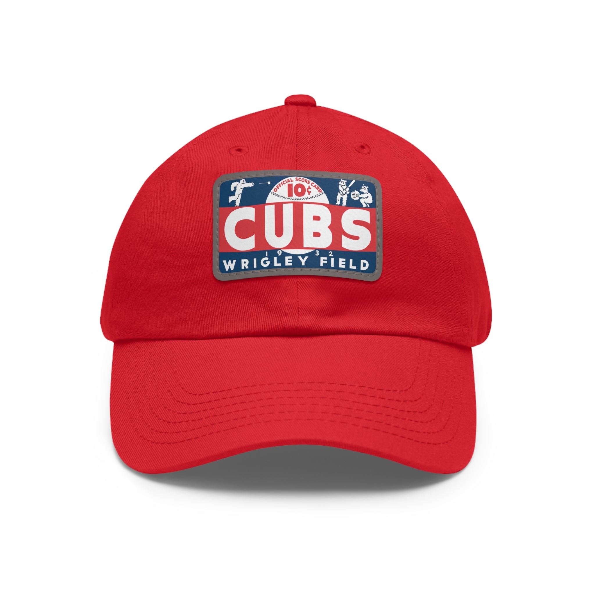 1932 Vintage Chicago Cubs Wrigley Field Scorecard Cover - Dad Hat with Leather Patch (Rectangle)