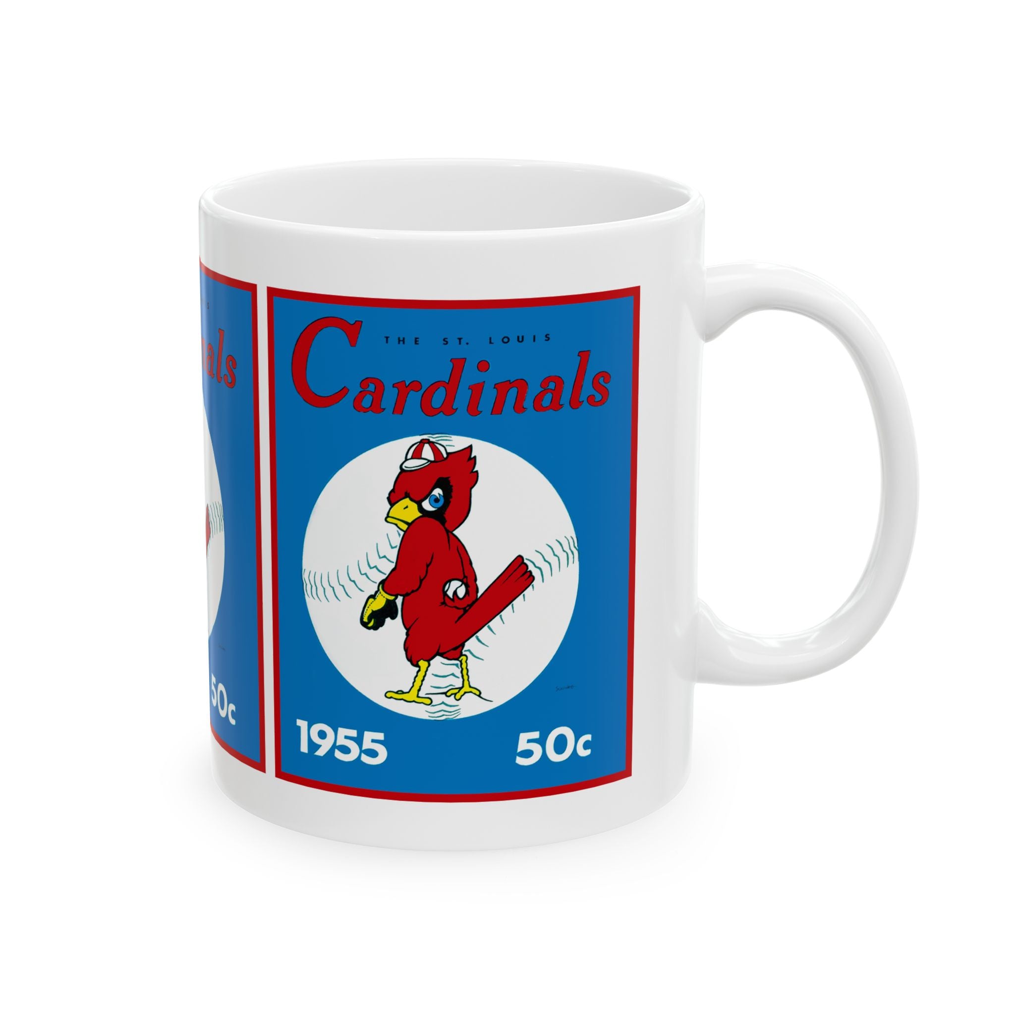 Vintage 1955 Baseball St Louis Cardinals Yearbook Ceramic Mug, Collectible Sports Memorabilia Drinkware, Baseball Fan Gift, Retro Baseball