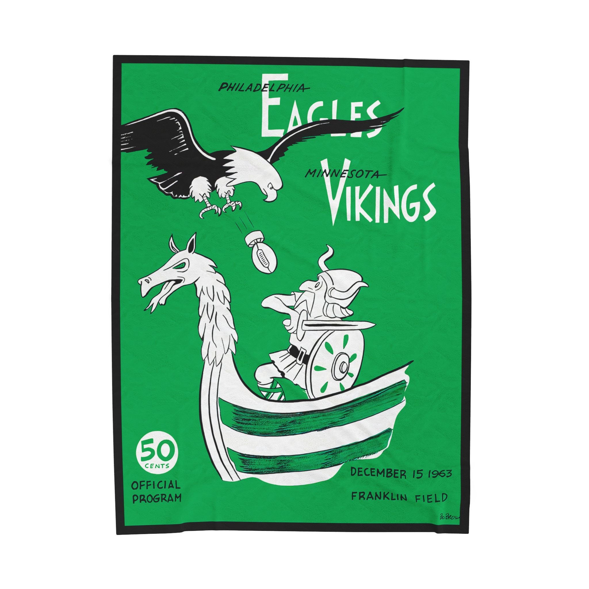 Velveteen Throw Blanket, 1963 Football Minnesota Vikings Philadelphia Eagles, Sports Fan Gift, Game Day Decor, Man Cave Decor