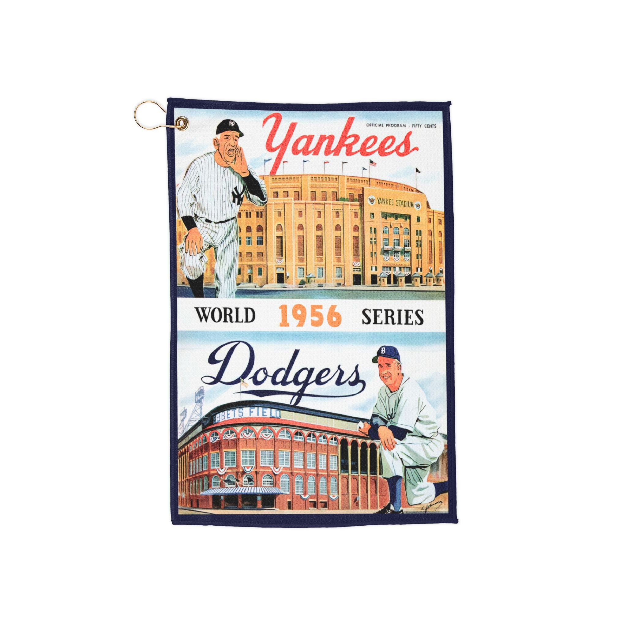 Vintage 1956 Baseball World Series Golf Towel - Yankees-Dodgers Memorabilia, Sports Towel, Golf Accessory, Golf Gift, Golf Decor