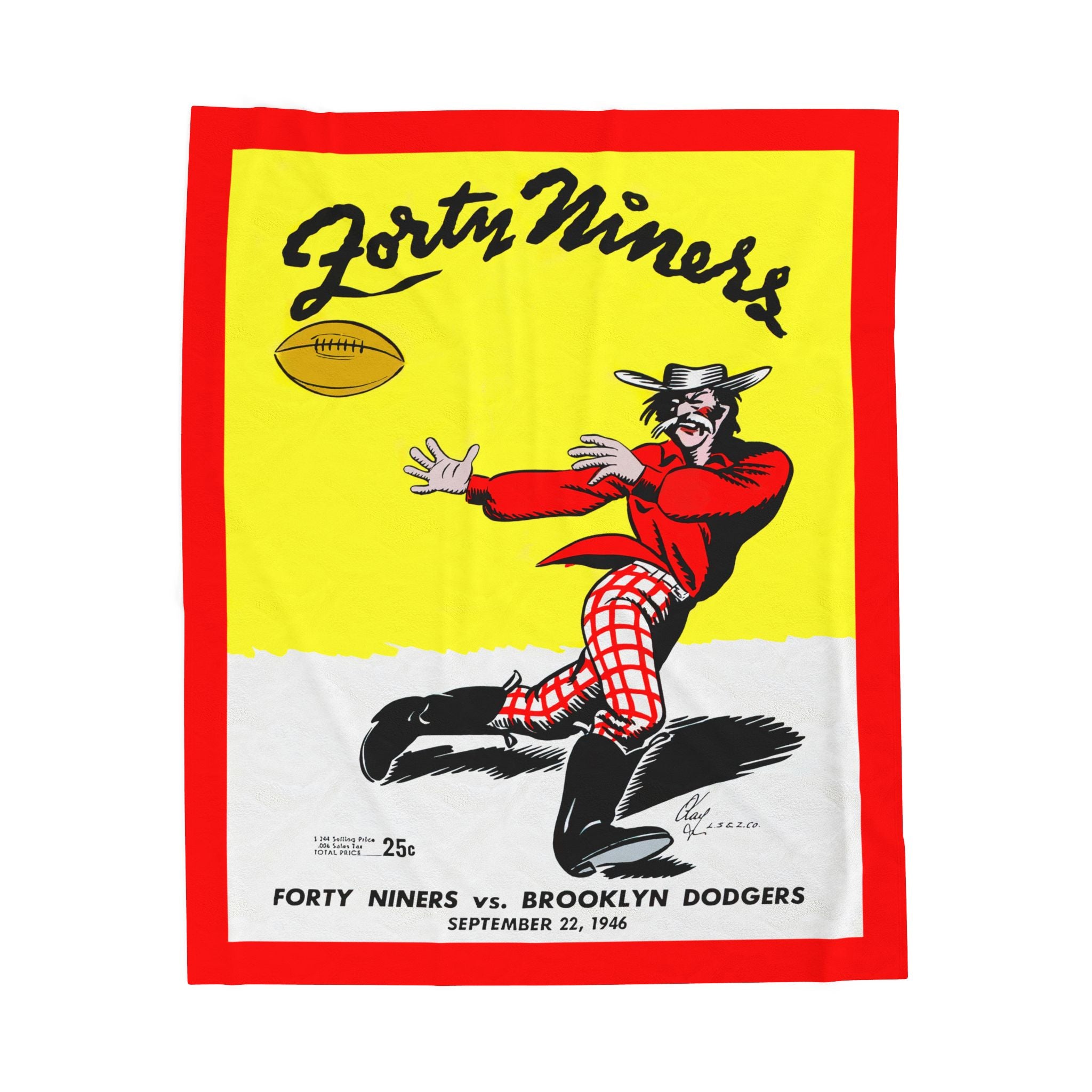 1946 Vintage San Francisco 49ers Football Program Velveteen Plush Blanket