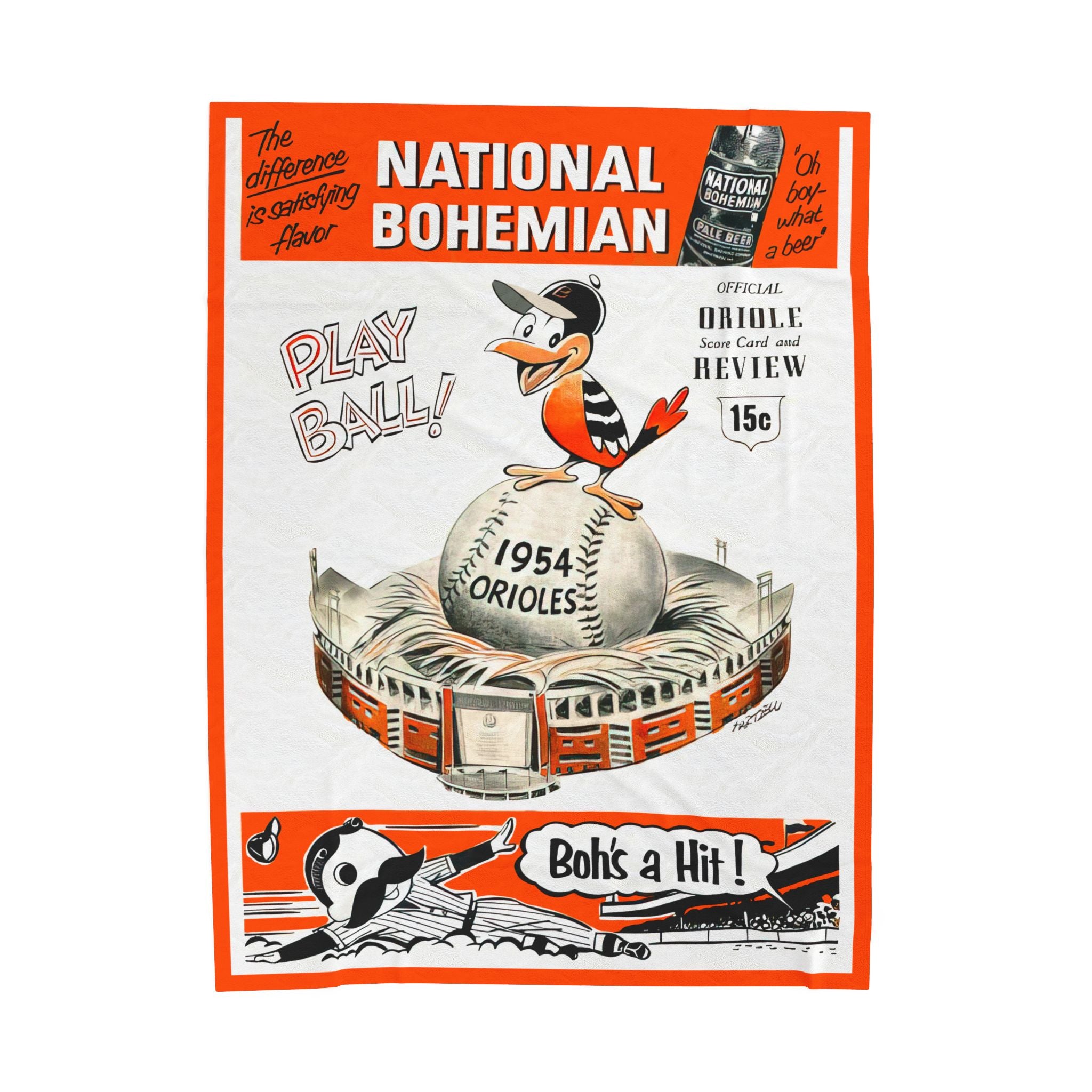 Blanket, 1954 Baltimore Orioles Baseball Plush Throw for Baseball Fans, Sports Enthusiasts, Baseball Lovers, Home Decor, Gifts