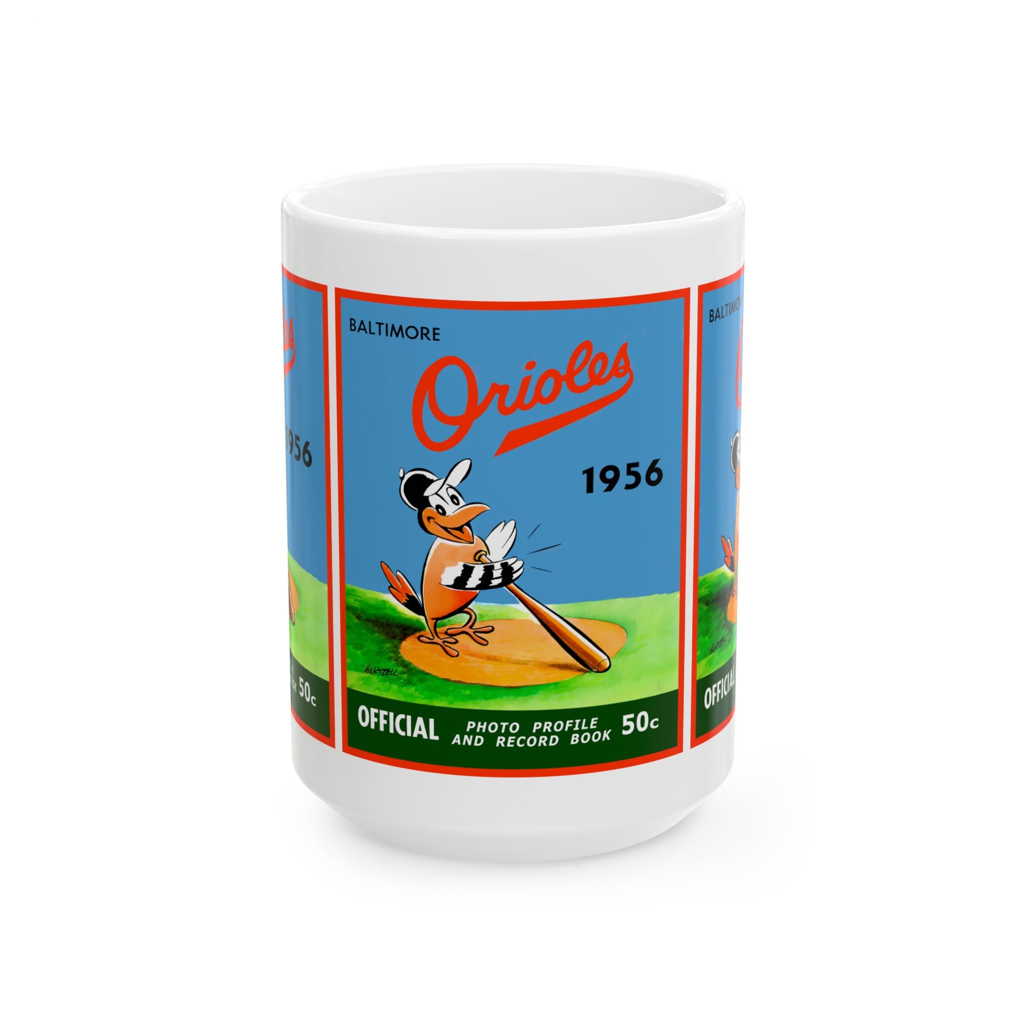 Vintage 1956 Baseball Baltimore Orioles Yearbook Ceramic Mug, Gift for Baseball Fans, Sports Memorabilia Drinkware, Coffee Cup, Unique Retro