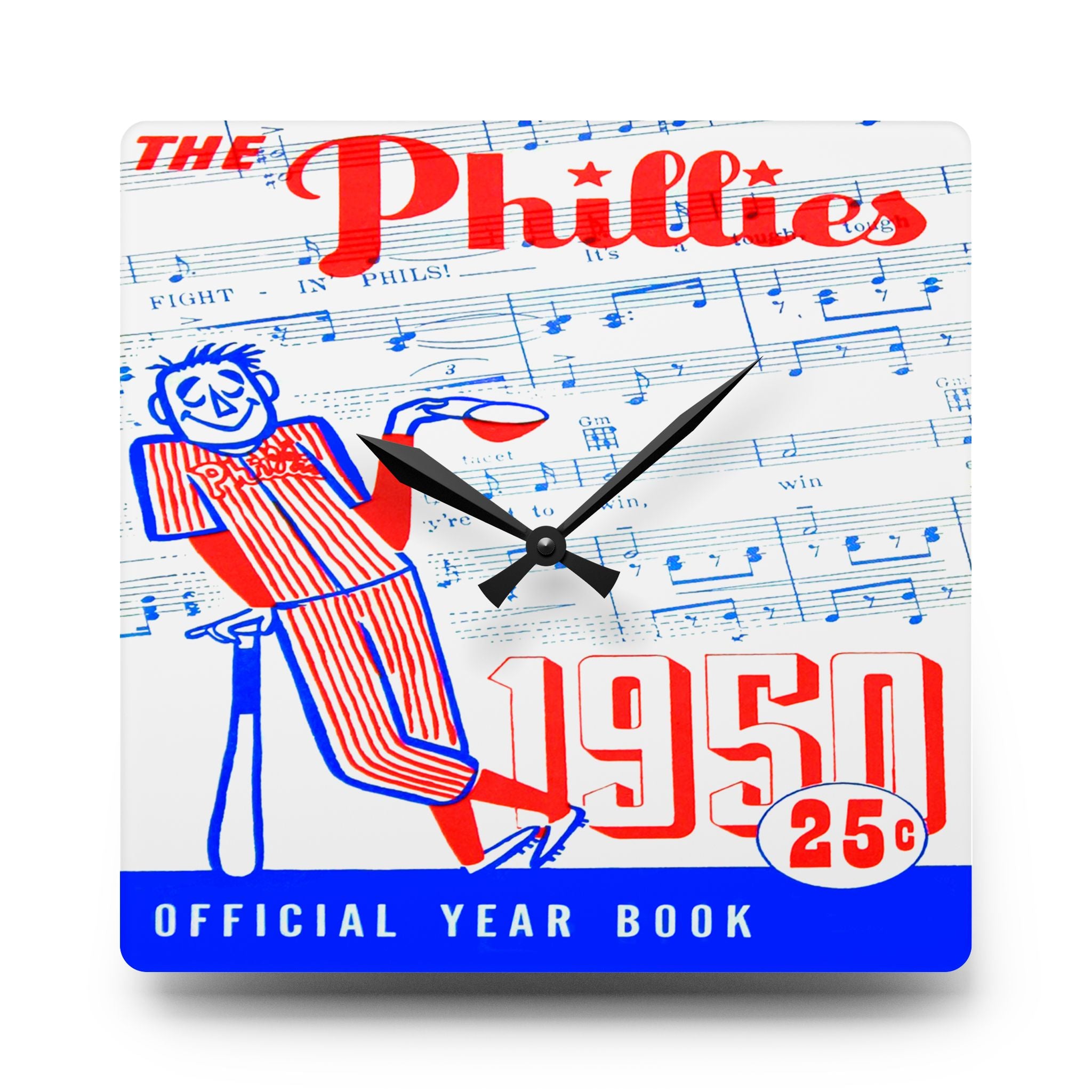 1950 Vintage Philadelphia Phillies Program Cover - Acrylic Wall Clock