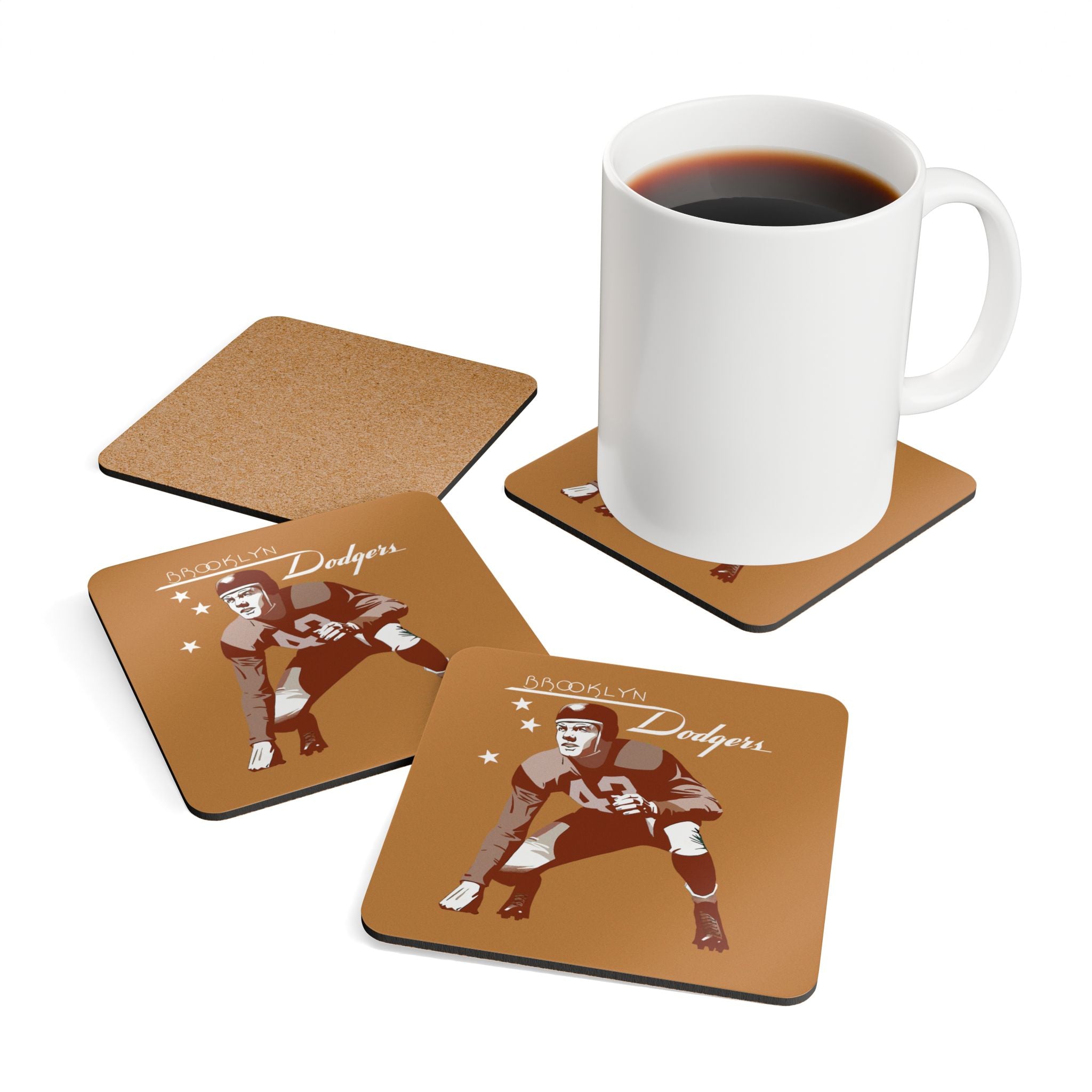 1943 Vintage Brooklyn Dodgers Football - Corkwood Coaster Set