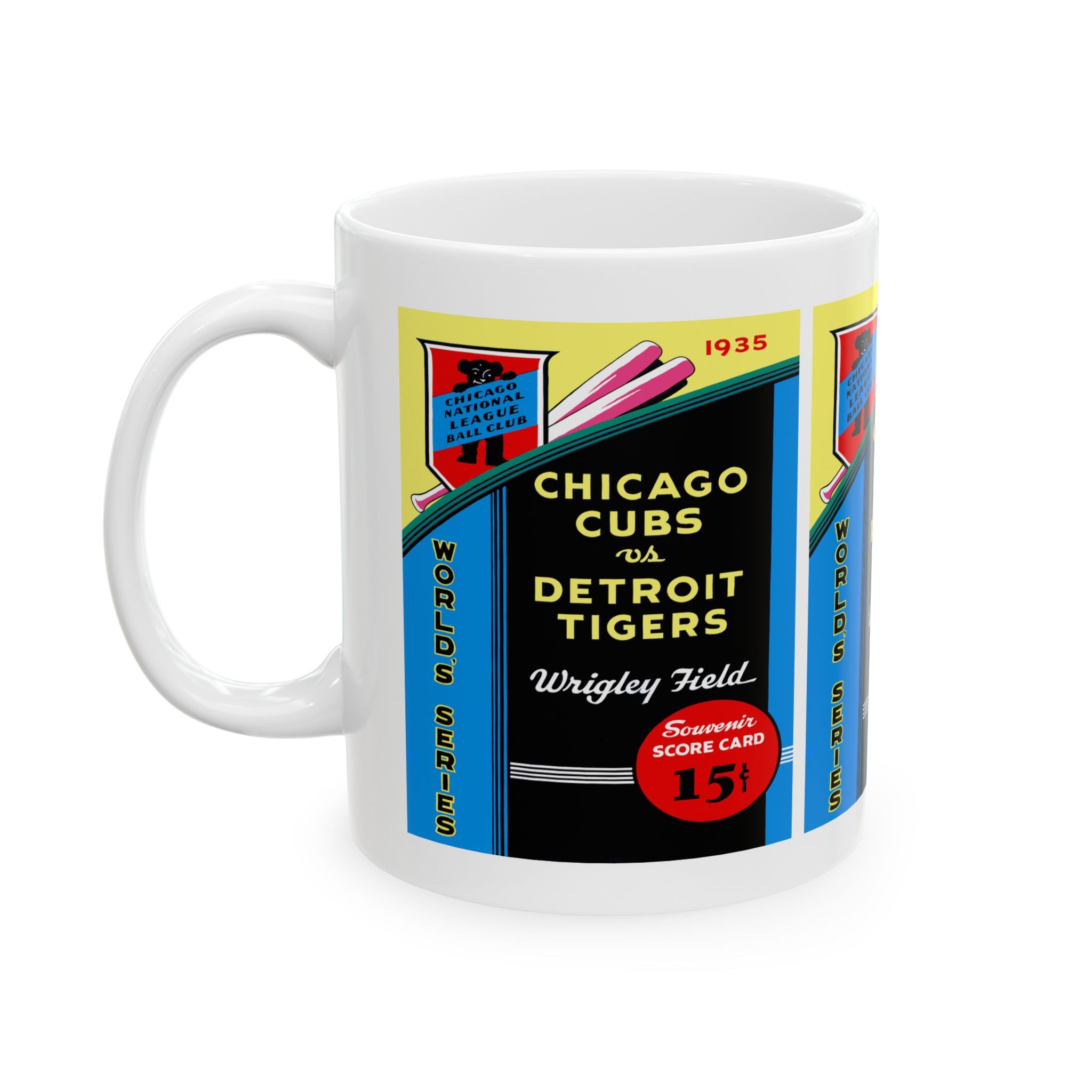 1935 Vintage Detroit Tigers - Chicago Cubs World Series Baseball Program Cover - Ceramic Mug, 11oz