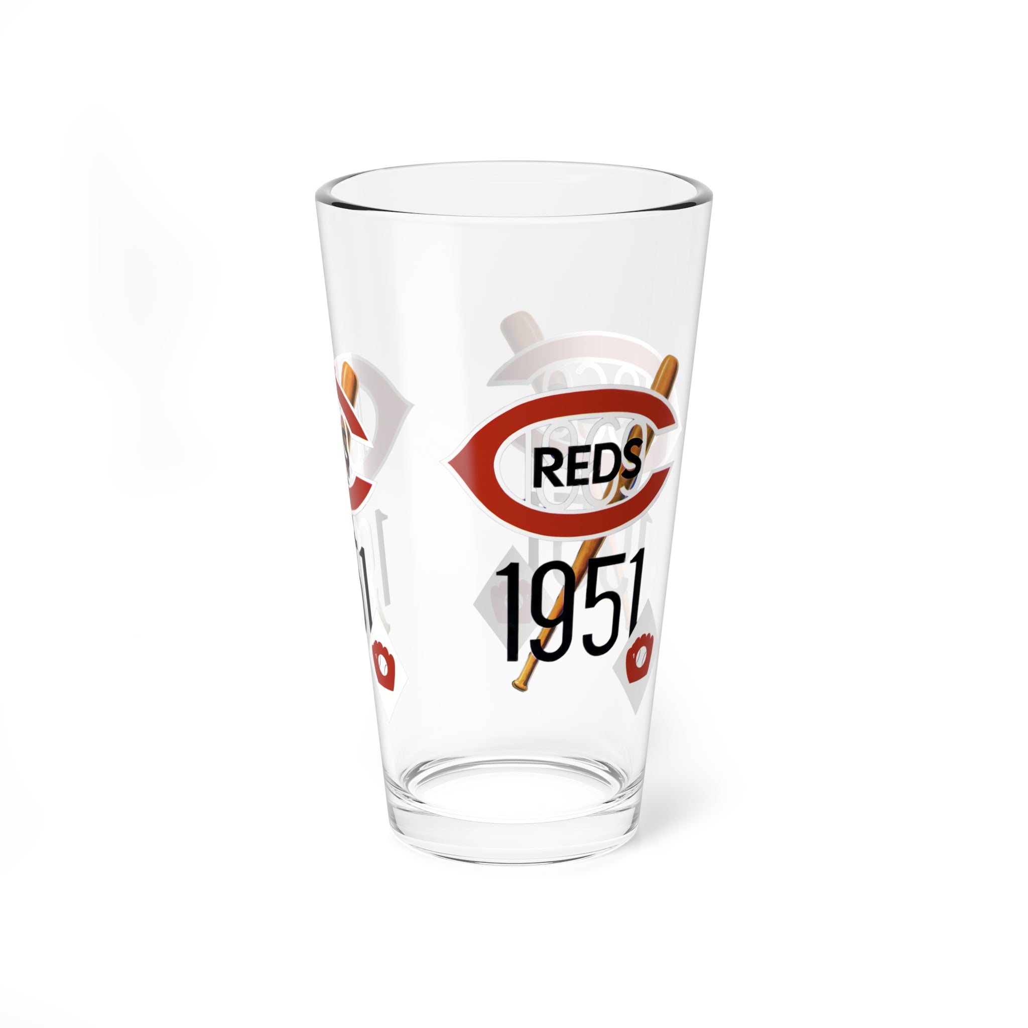 1951 Vintage Cincinnati Reds Baseball Yearbook Cover -  Pint Glass, 16oz