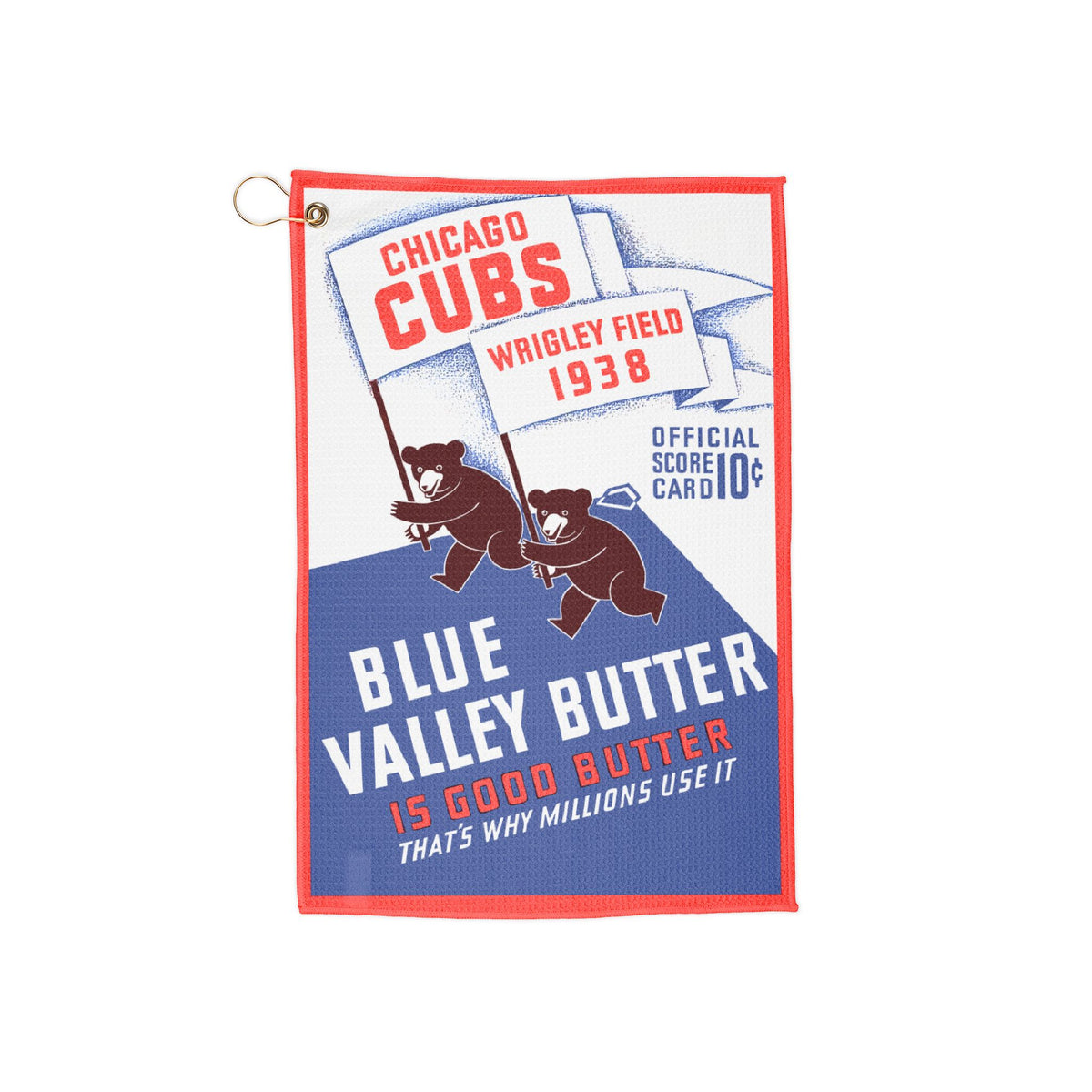 1938 Chicago Cubs Vintage Wrigley Field Golf Towel – Blue Valley Butter Scorecard