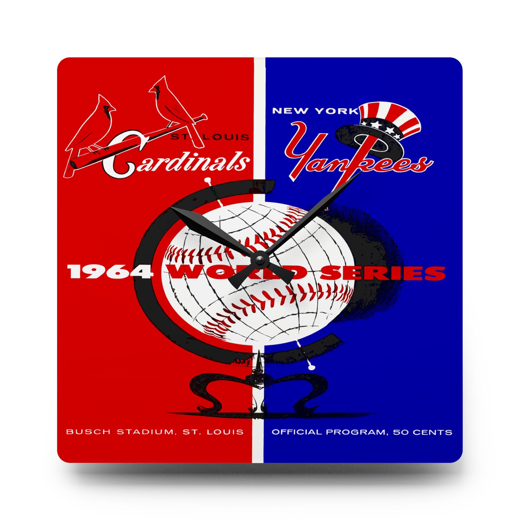 1964 Vintage New York Yankees - St Louis Cardinals - Baseball World Series Program Cover- Acrylic Wall Clock