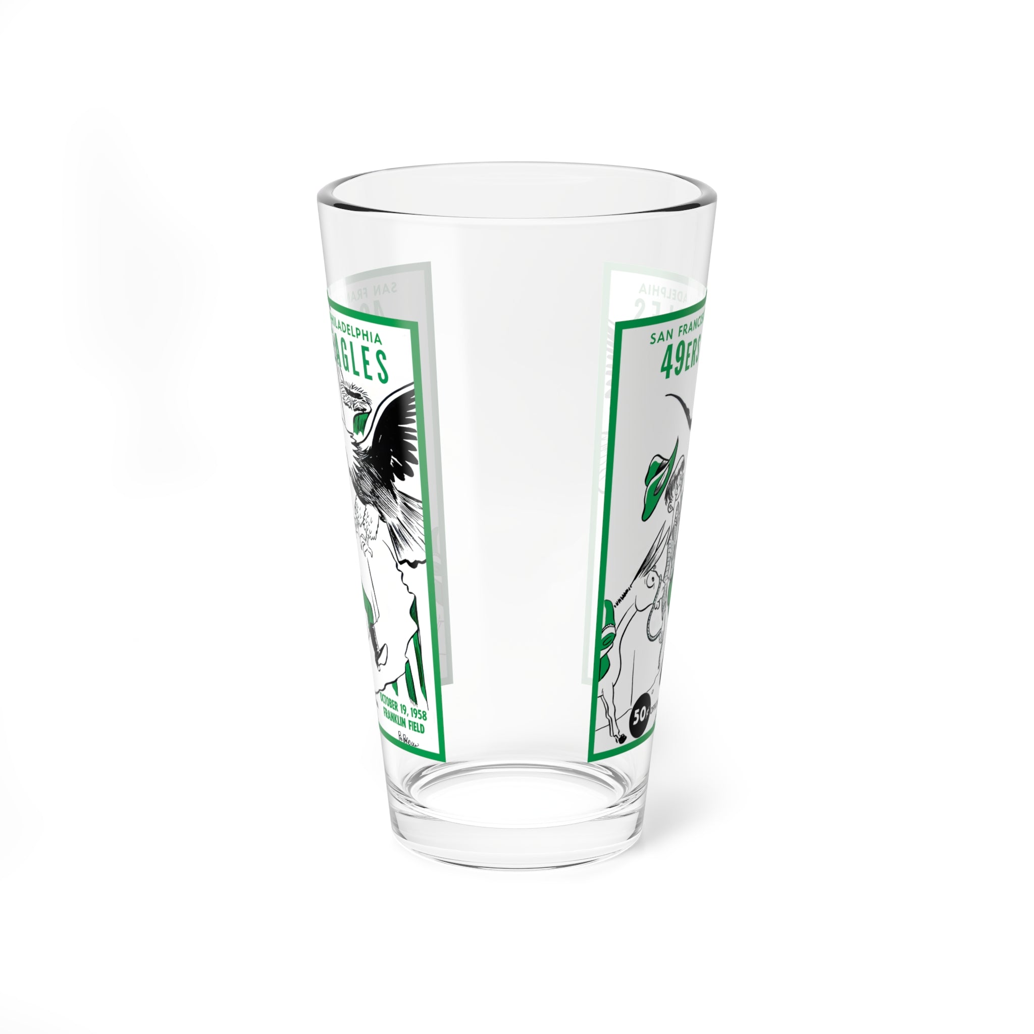 Mixing Glass, Vintage 1958 Football Philadelphia Eagles San Francisco 49ers, Football Pint Glass, Sports Barware, Football Gift
