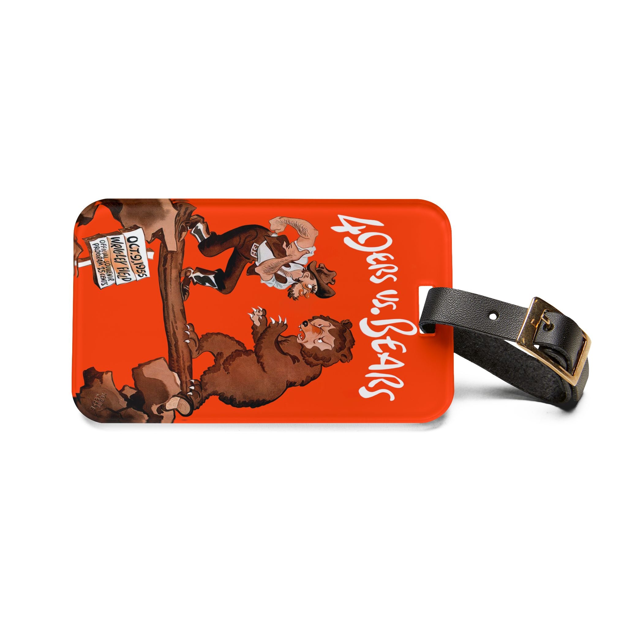 Vintage Sports Luggage Tag - 1955 49ers vs. Bears Design, Travel Accessory, Gift for Sports Fans, Baggage Identifier, Personalized Tag