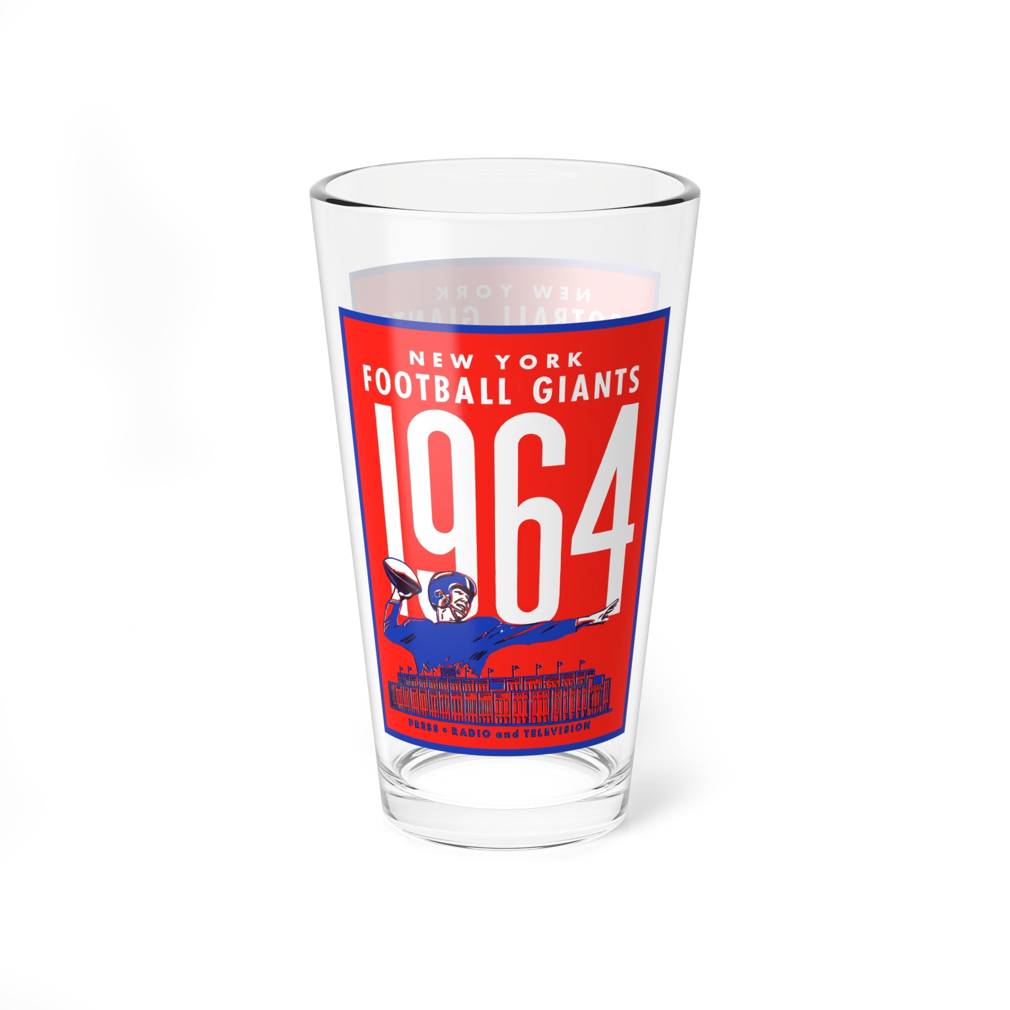 Mixing Glass, 16oz - 1964 Football New York Giants, Sports Fan Gift, Barware, Vintage Football Decor, Father's Day Gift