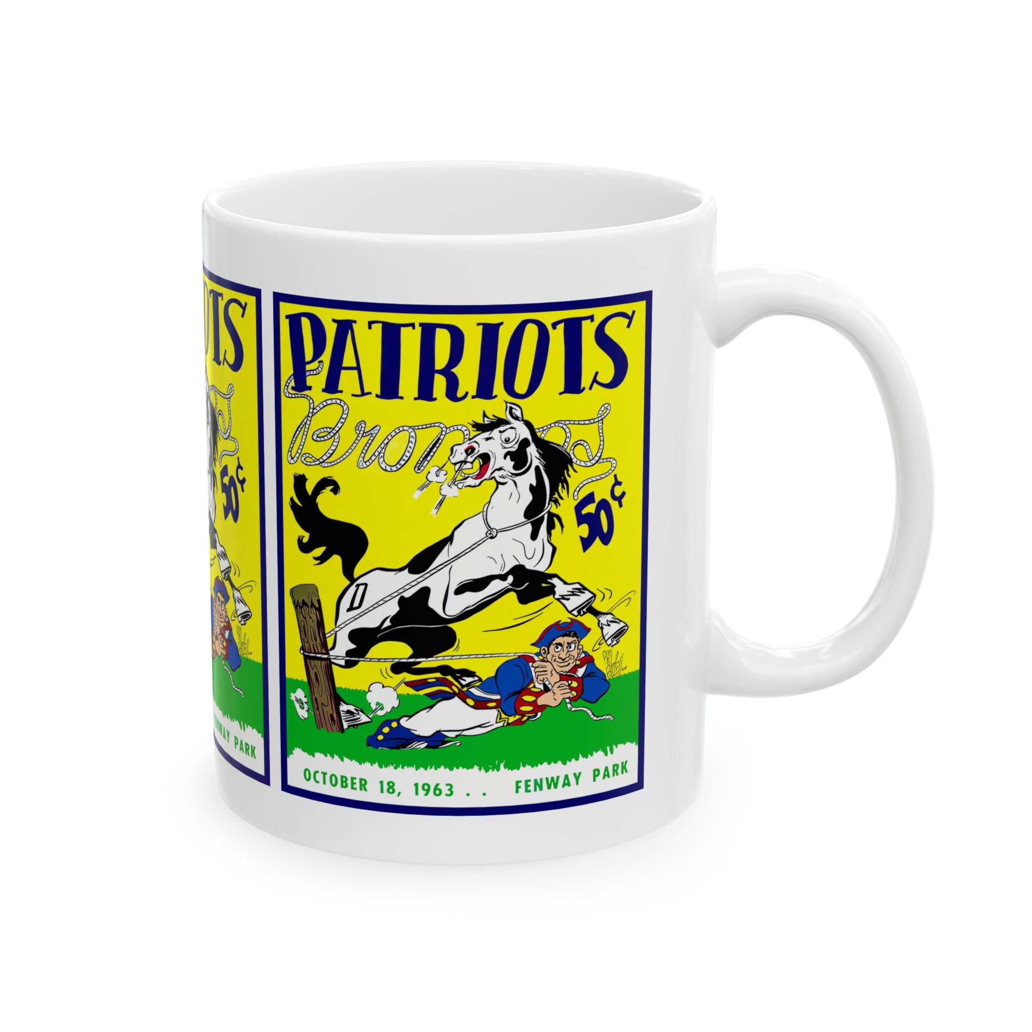 1963 Football Boston Patriots - Denver Broncos Vintage Game Program Ceramic Mug (11oz/15oz)