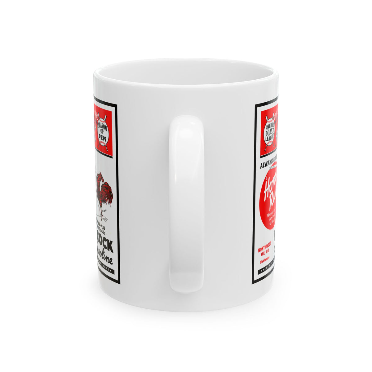 1939 Baseball Pacific Coast League Retro Hancock Gasoline 'Home Run' Ceramic Mug (11oz & 15oz)