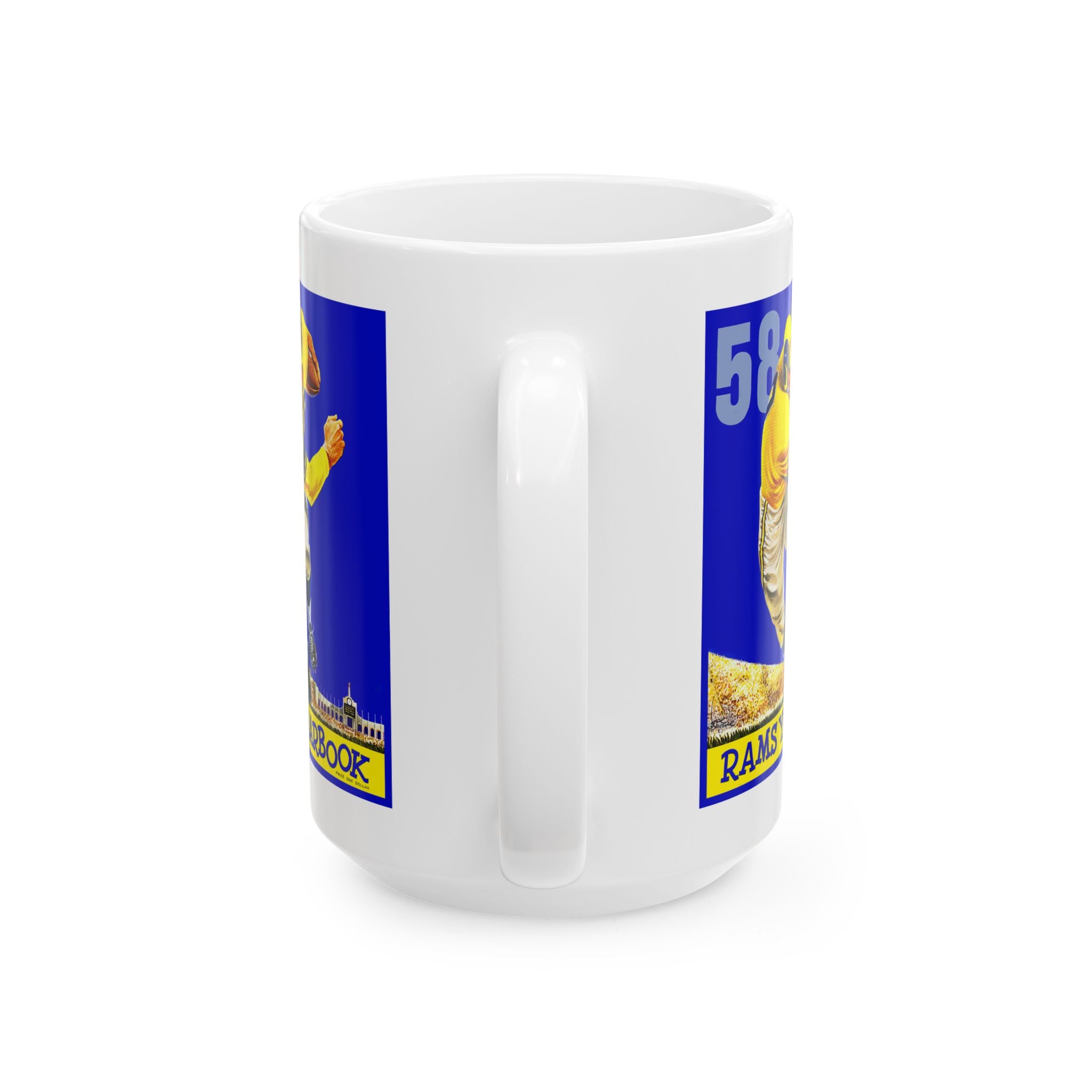 1958 Rams Football Ceramic Mug, Vintage Sports Tea Cup, Retro Team Fan Drinkware, Football Memorabilia Gift, 11oz 15oz