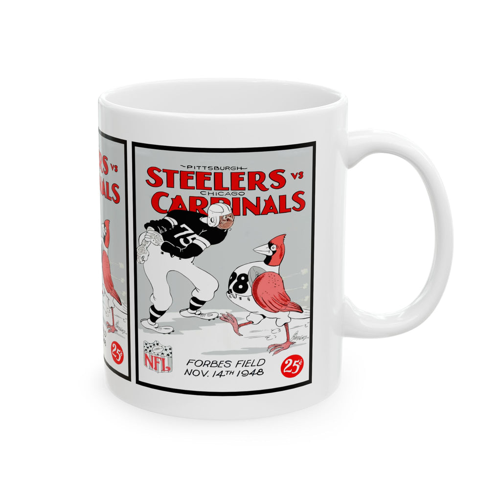 Vintage Football Ceramic Mug, 1948 Pittsburgh Steelers Chicago Cardinals, Coffee Cup, Sports Fan Gift, Retro Sports Mug, Football Team Mug,