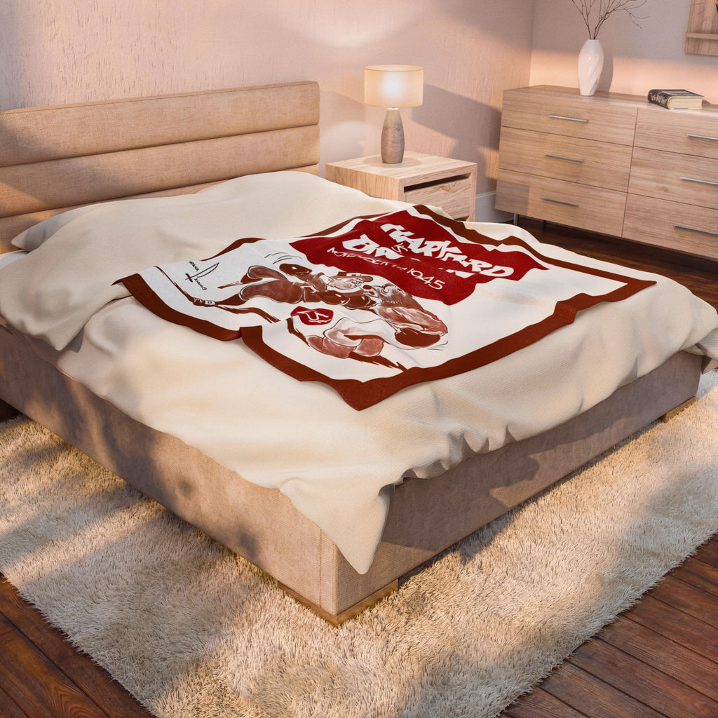 1945 Harvard vs. Brown Vintage Game Day Velveteen Plush Blanket