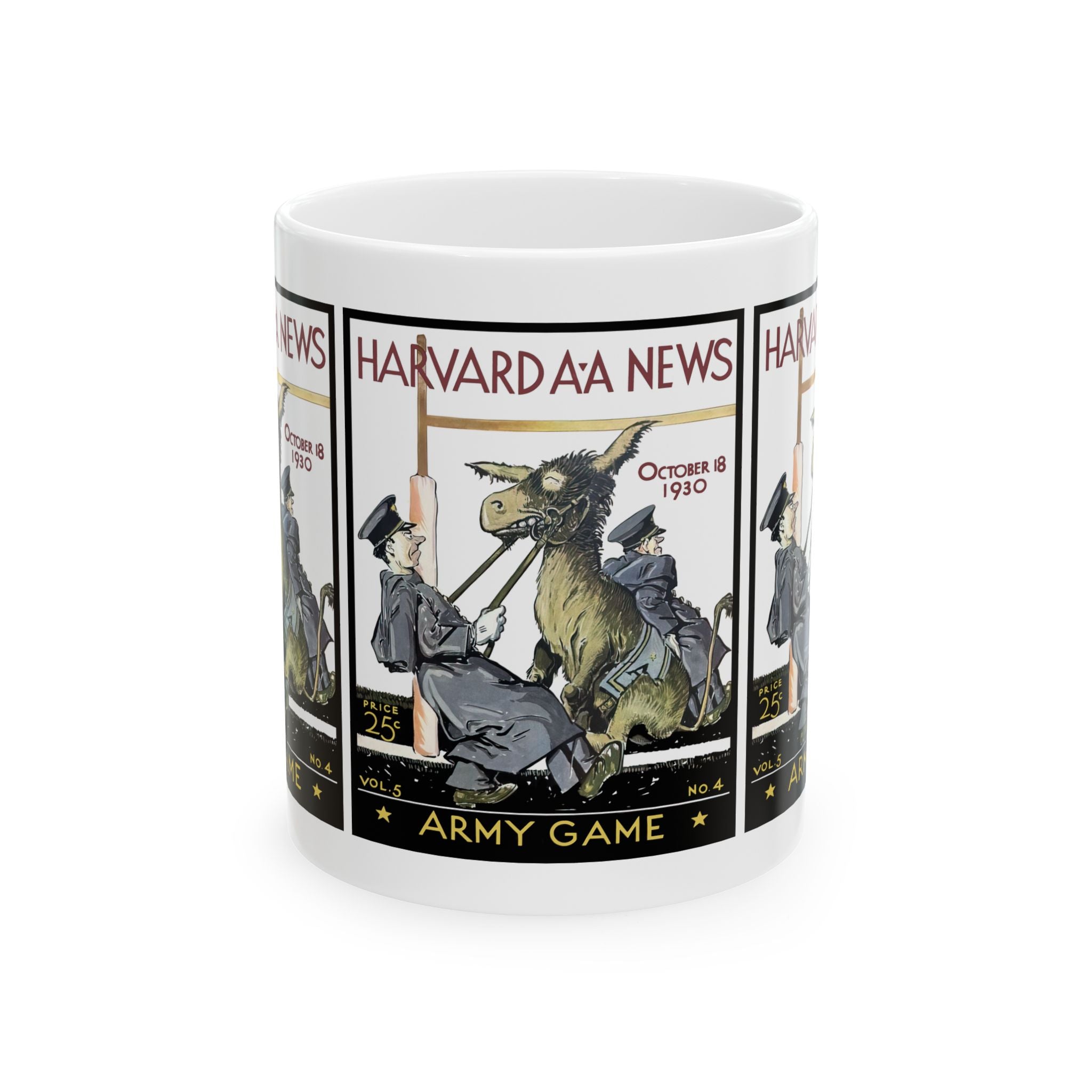 Vintage Army-Harvard Football Program Cover Ceramic Mug, 1930 Sports Fan Gift, Coffee Cup, Retro Football Memorabilia, Father's Day Present,