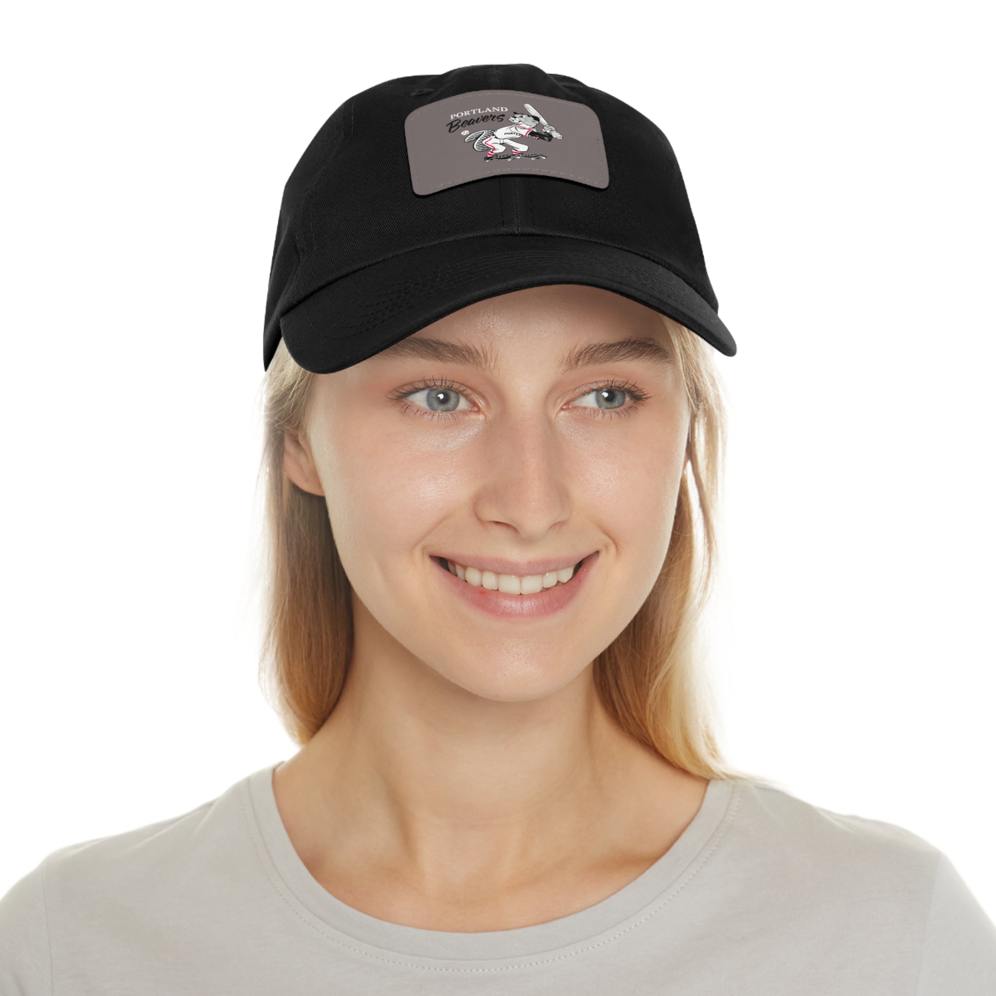 Baseball Classic Dad Hat with Leather Patch, Portland Beavers Cap, Vintage Baseball Hat, Retro Sports Cap, Baseball Fan Gift