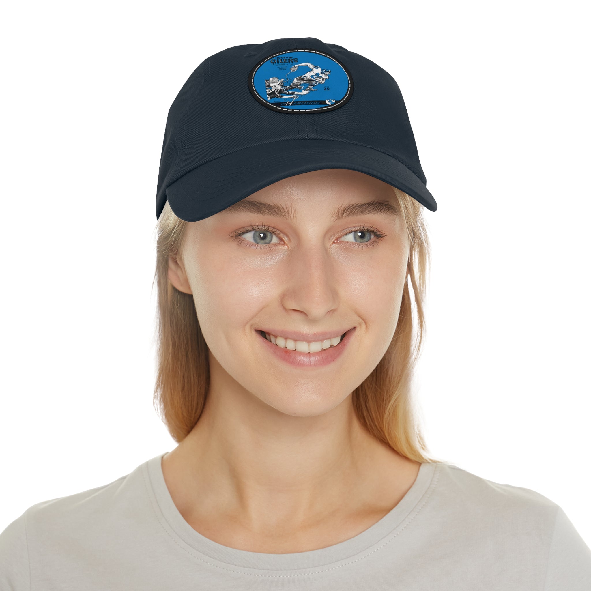 Dad Hat, Vintage Football Team, Leather Patch Cap, Retro Sports Merch, Football Fan Gift, 60s Los Angeles Chargers, Houston Oilers