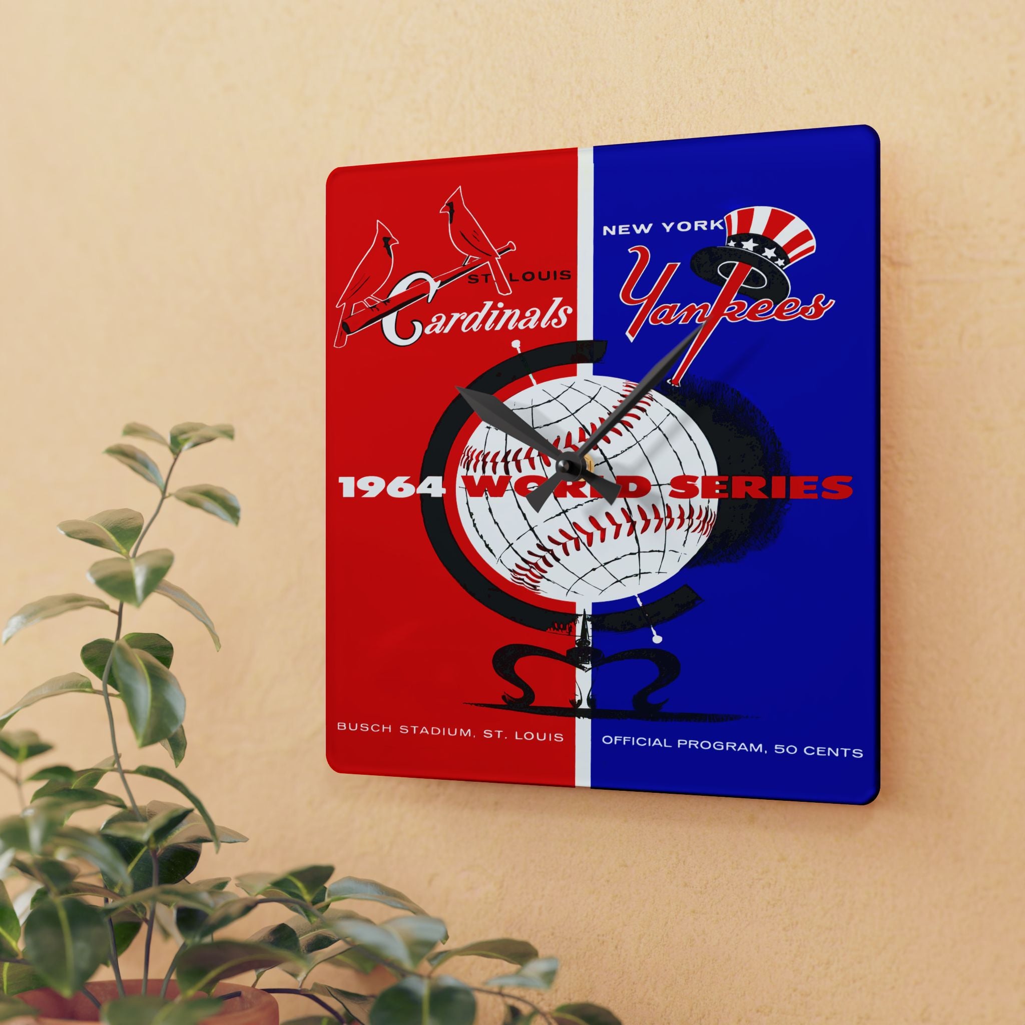 1964 Vintage New York Yankees - St Louis Cardinals - Baseball World Series Program Cover- Acrylic Wall Clock
