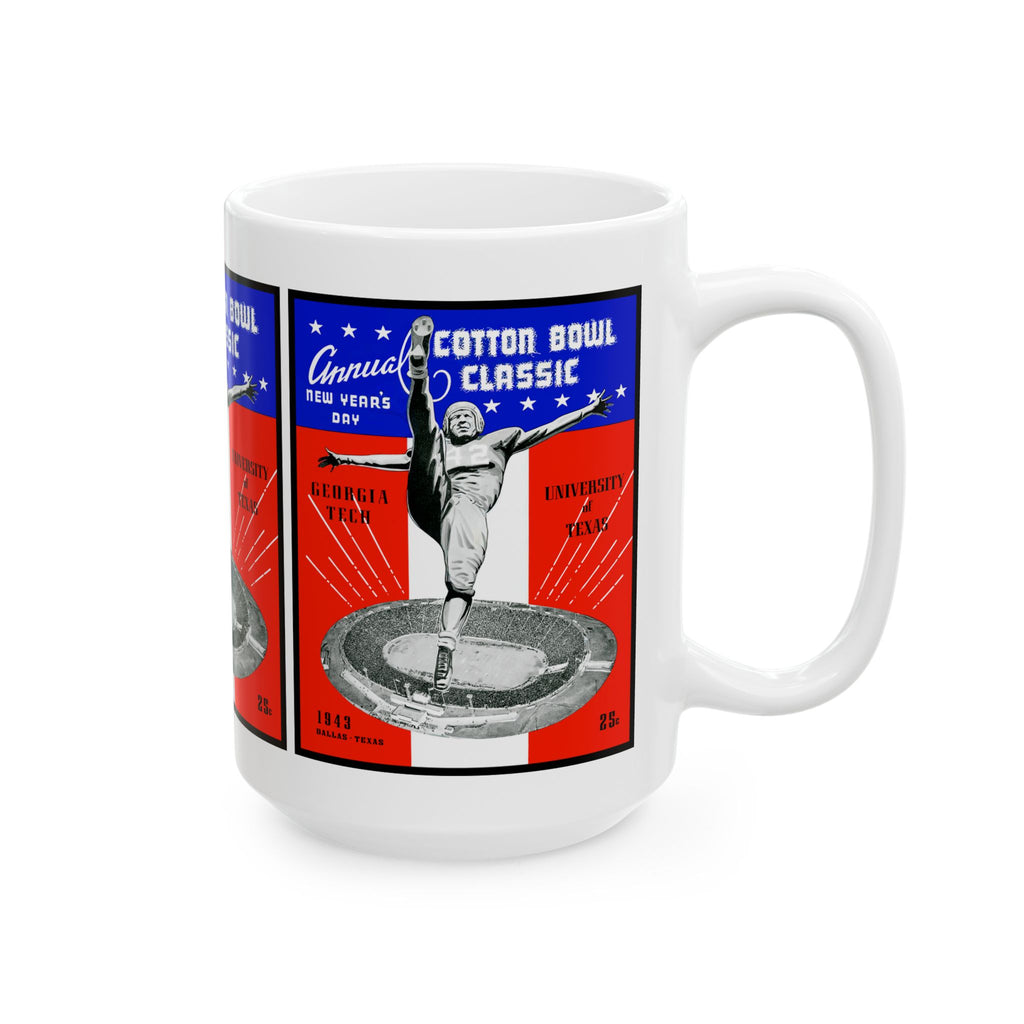 1943 Cotton Bowl Ceramic Mug — Texas vs. Georgia Tech Football Collector 11oz and 15oz
