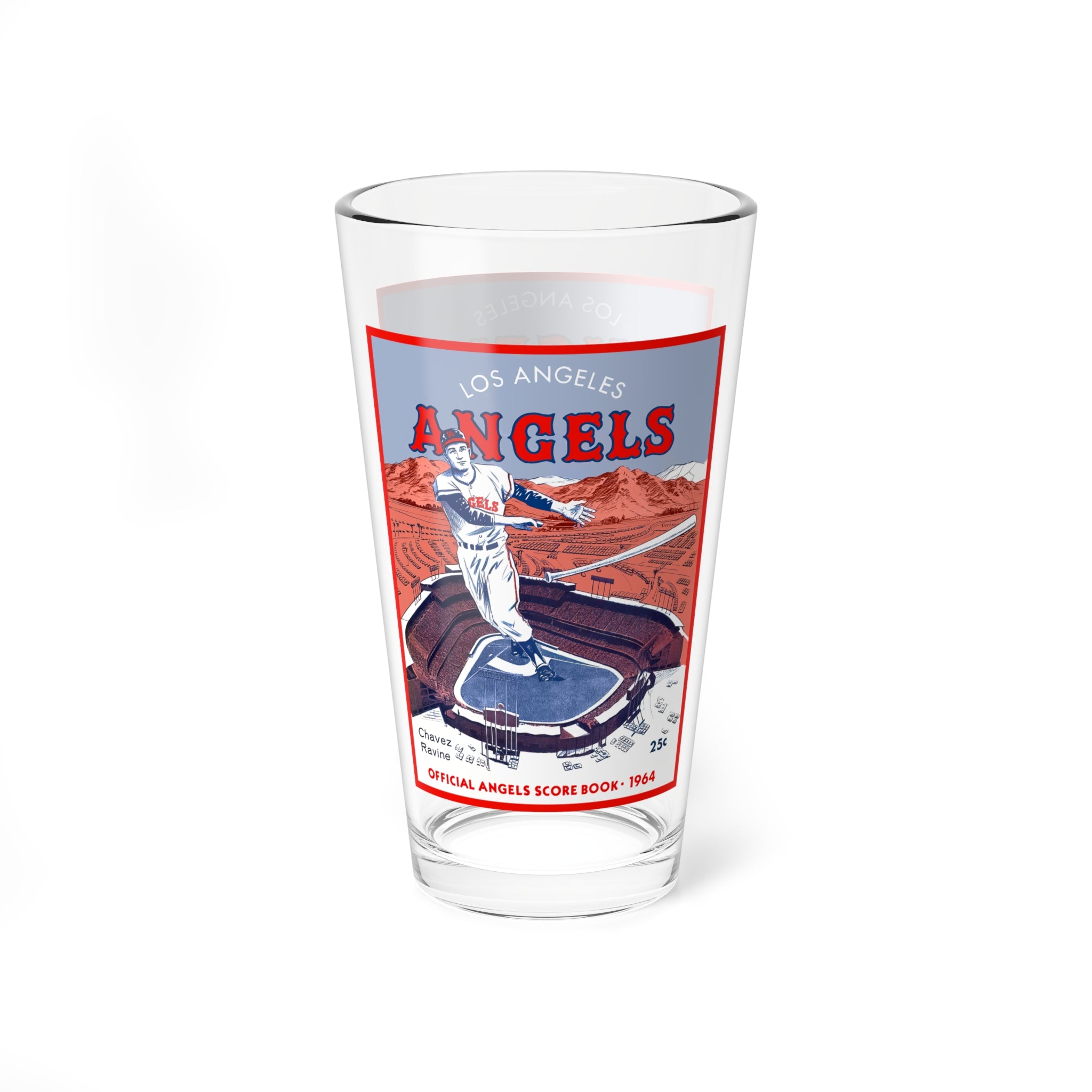 Mixing Glass, 16oz 1964 Baseball Los Angeles Angels - Chavez Ravine, Vintage Sports Barware, Baseball Memorabilia, Baseball Collectible