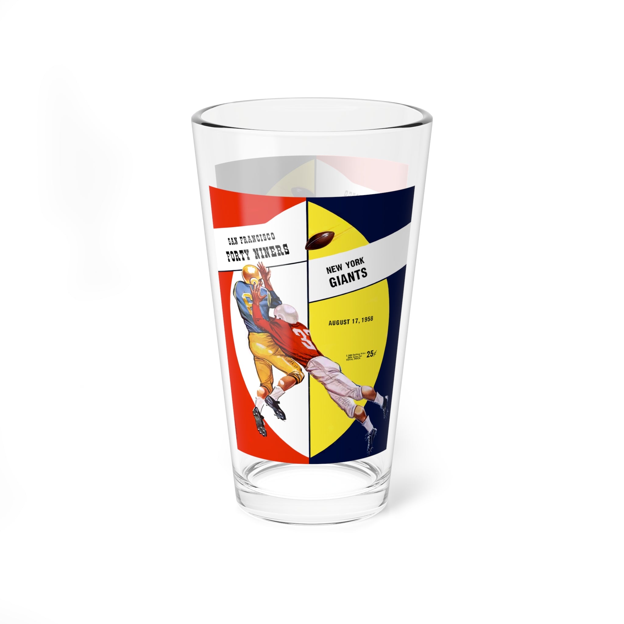 Mixing Glass, 16oz - 1958 Football New York Giants - San Francisco 49ers, Football Sports Barware, Cocktail Glass, Gift for Football Fans
