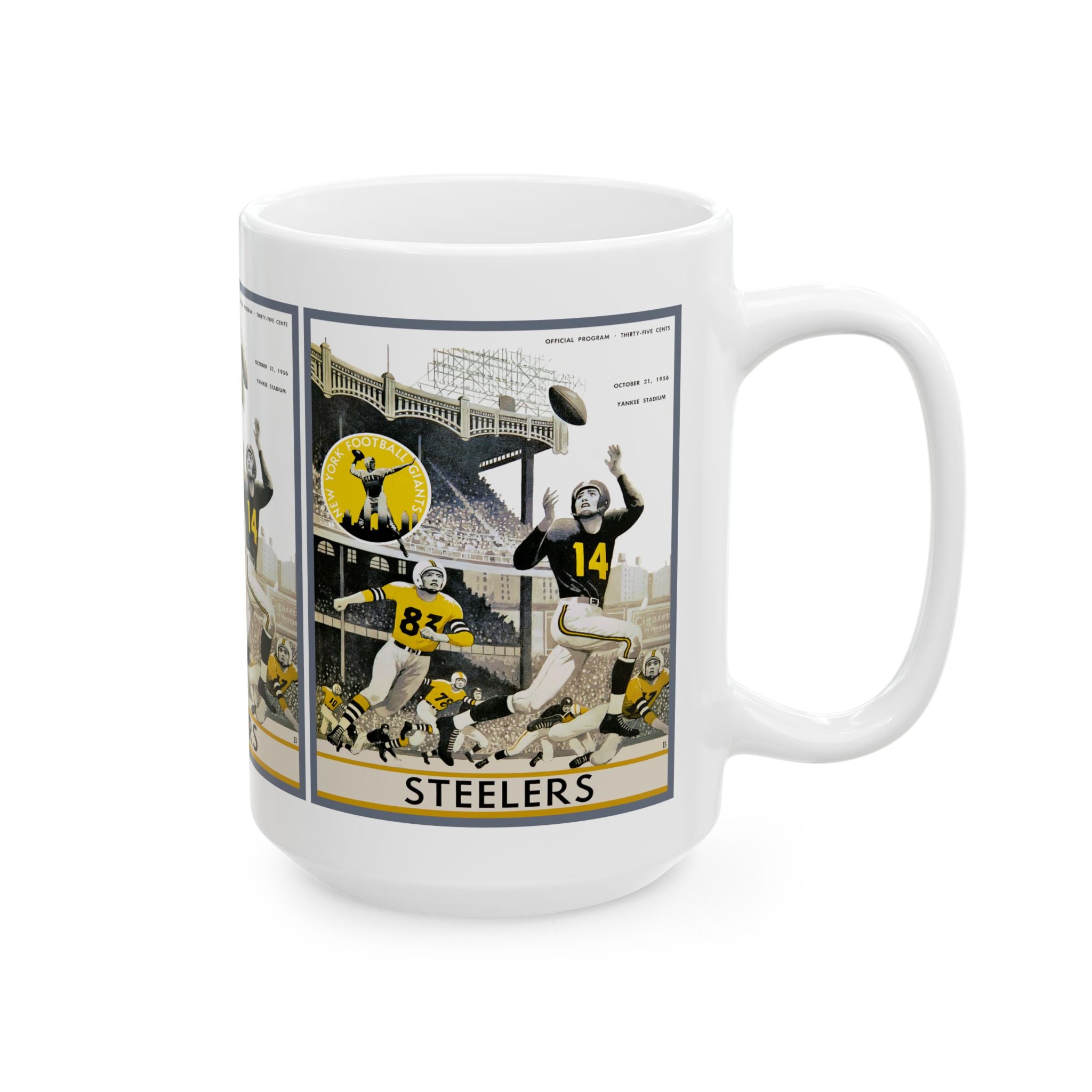 1956 Football New York Giants Steelers Program Cover - Ceramic Mug, 11oz, 15oz