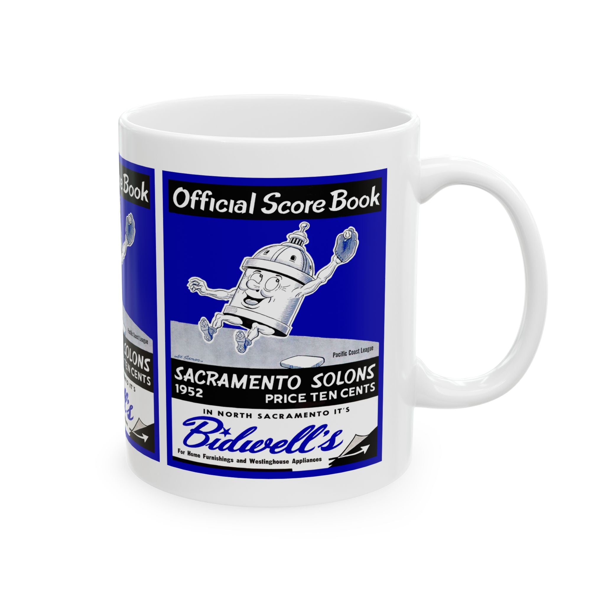 1952 Vintage Sacramento Solons Baseball Score Book Cover - Ceramic Mug, 11oz